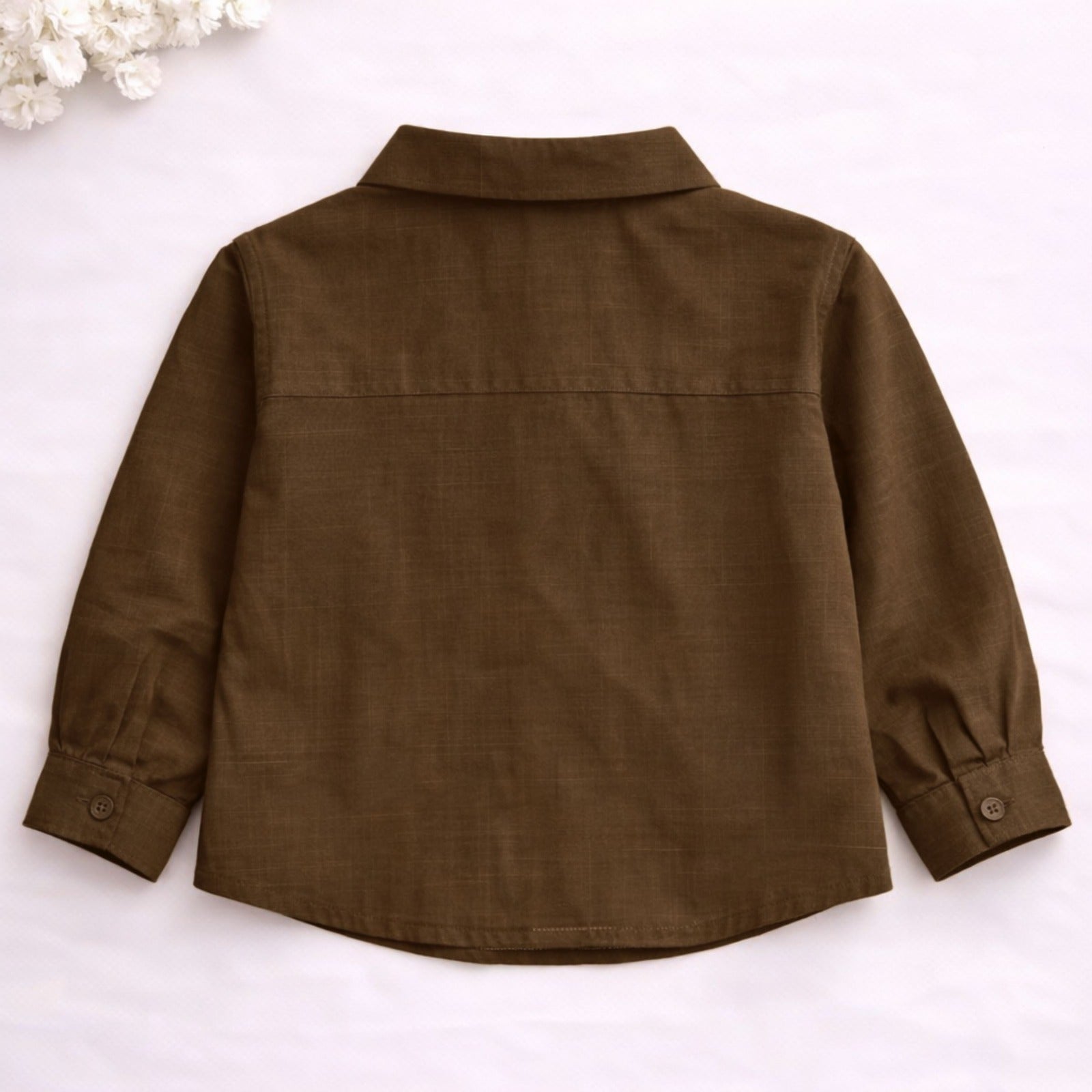Smile Baby Girls Linen Shirt with Crochet Pocket Patch | Stylish Kids Casual Shirt (4–12Y)