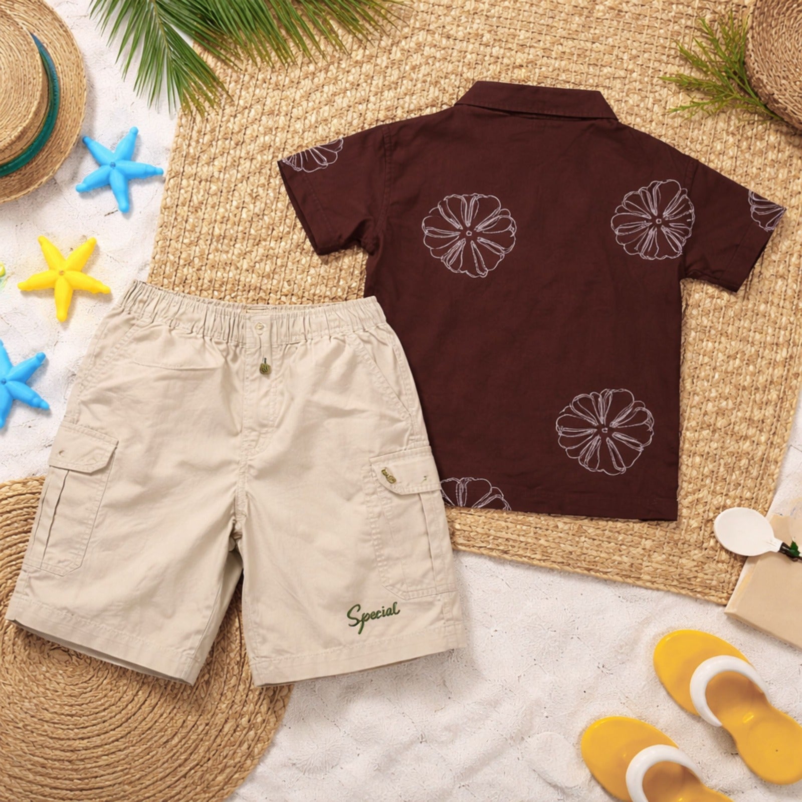 KIDZELLO Baby Boys Beach Style Co-ord Set – Printed Shirt & Shorts (6 Months–3 Years)