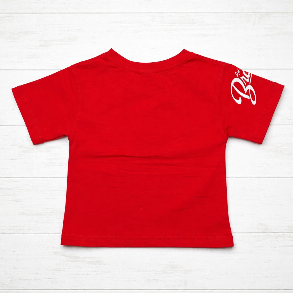 COOLEST Kids Cartoon Print Cotton T-Shirt (9M–3Y) – Red & Neon Green