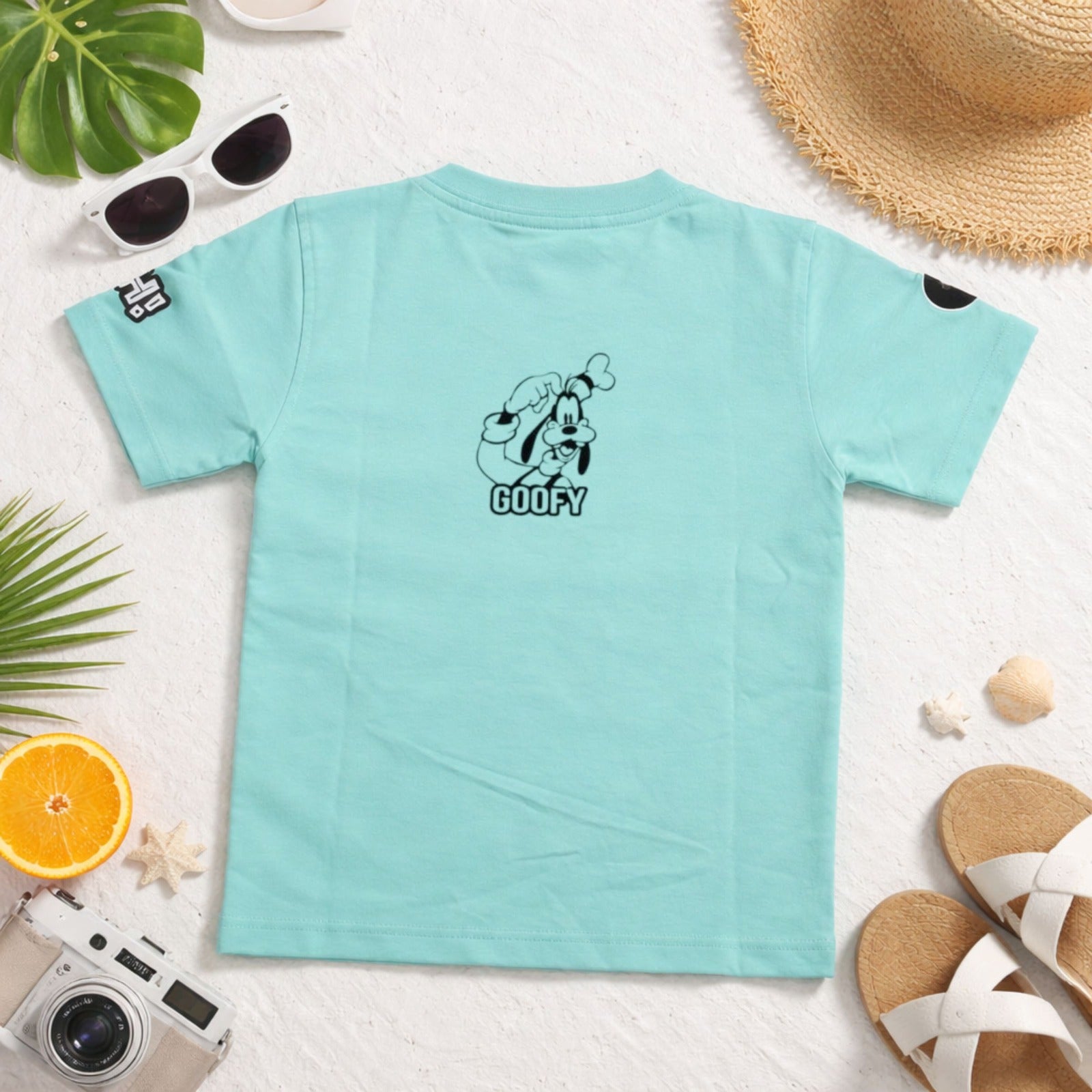 SKETCH Kids Goofy Cartoon Print Cotton T-Shirt (18M–12Y) – Lemon & Firozi