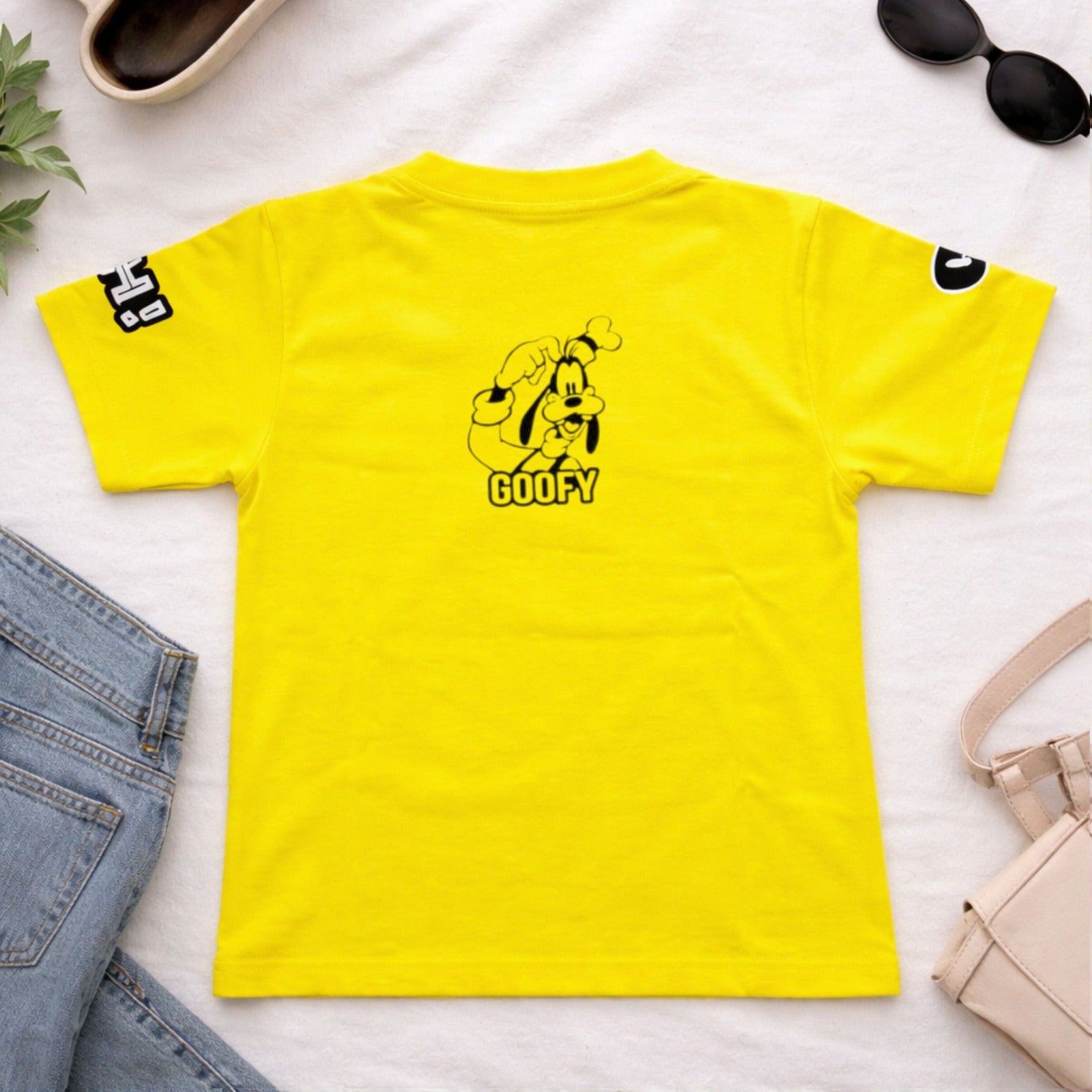 SKETCH Kids Goofy Cartoon Print Cotton T-Shirt (18M–12Y) – Lemon & Firozi
