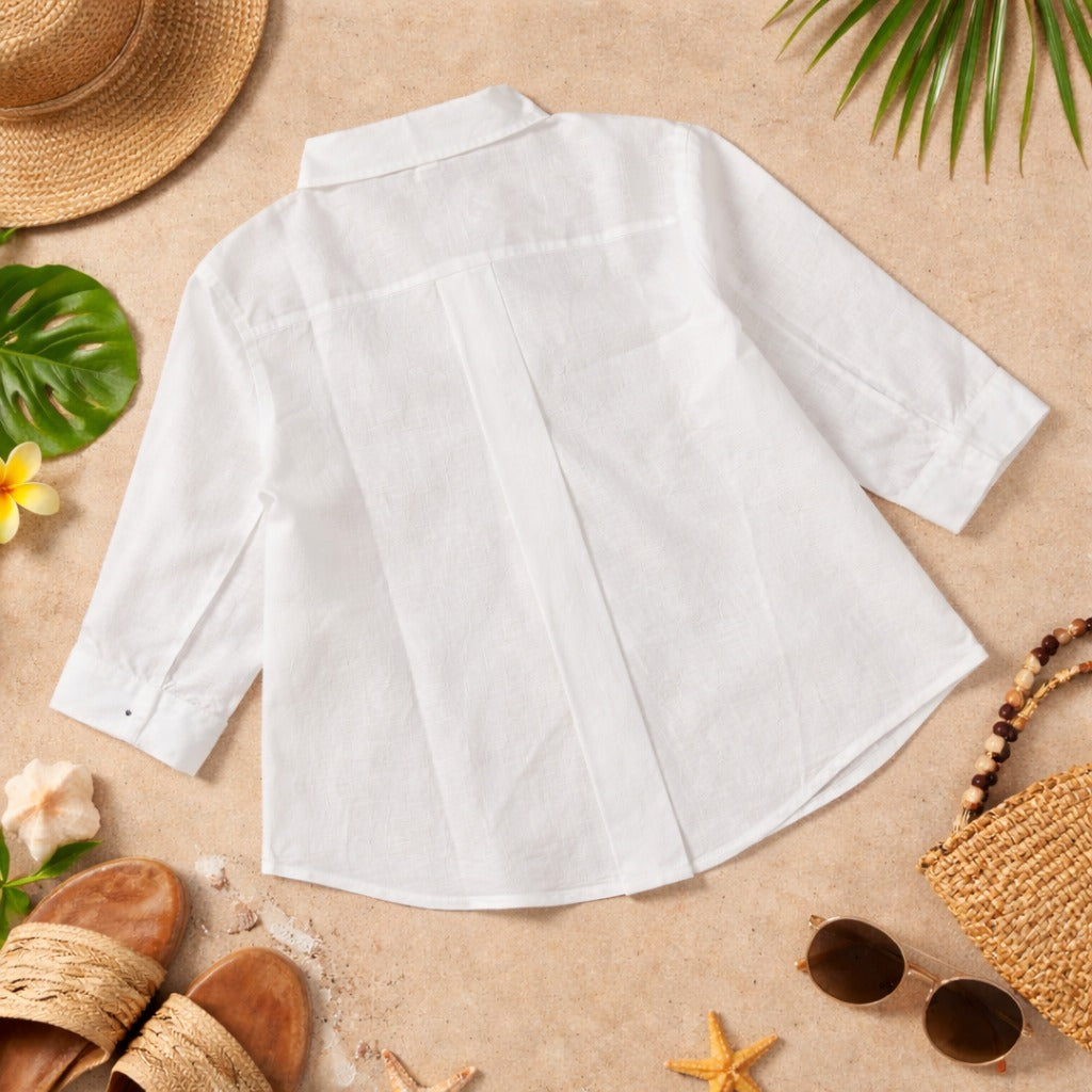 ROXY Girls White Embroidered Cotton Shirt Top (4Y–12Y)