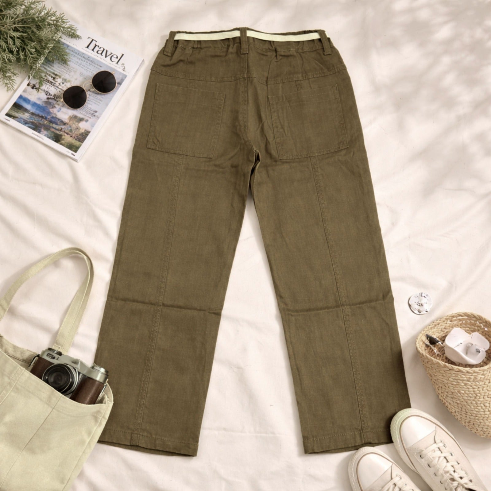 COOLEST Kids Cotton Casual Pants with Belt | Soft & Comfortable Daily Wear | 12M–5Y (Green, Cream, Khakhi, Fawn, Brown)