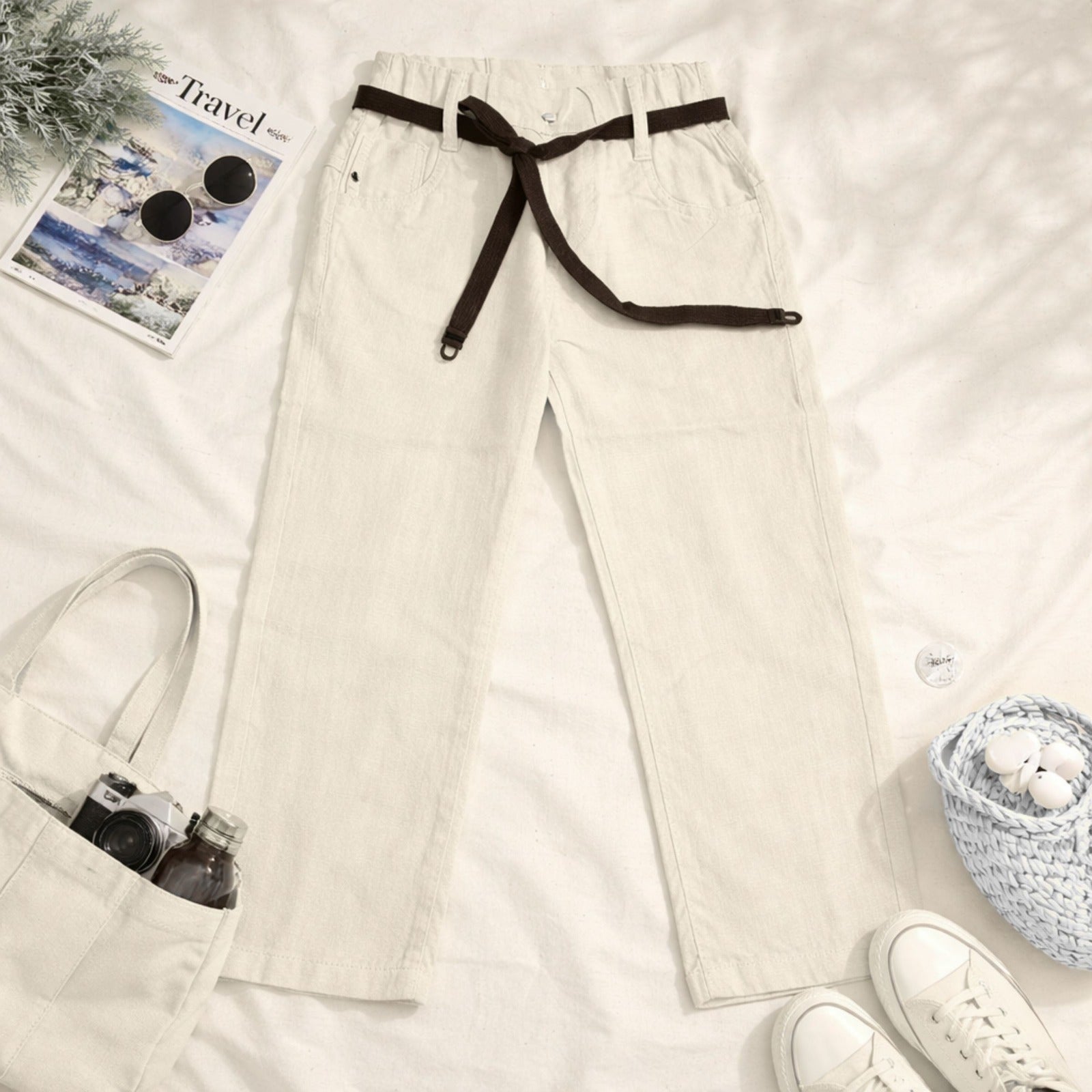 COOLEST Kids Cotton Casual Pants with Belt | Soft & Comfortable Daily Wear | 12M–5Y (Green, Cream, Khakhi, Fawn, Brown)