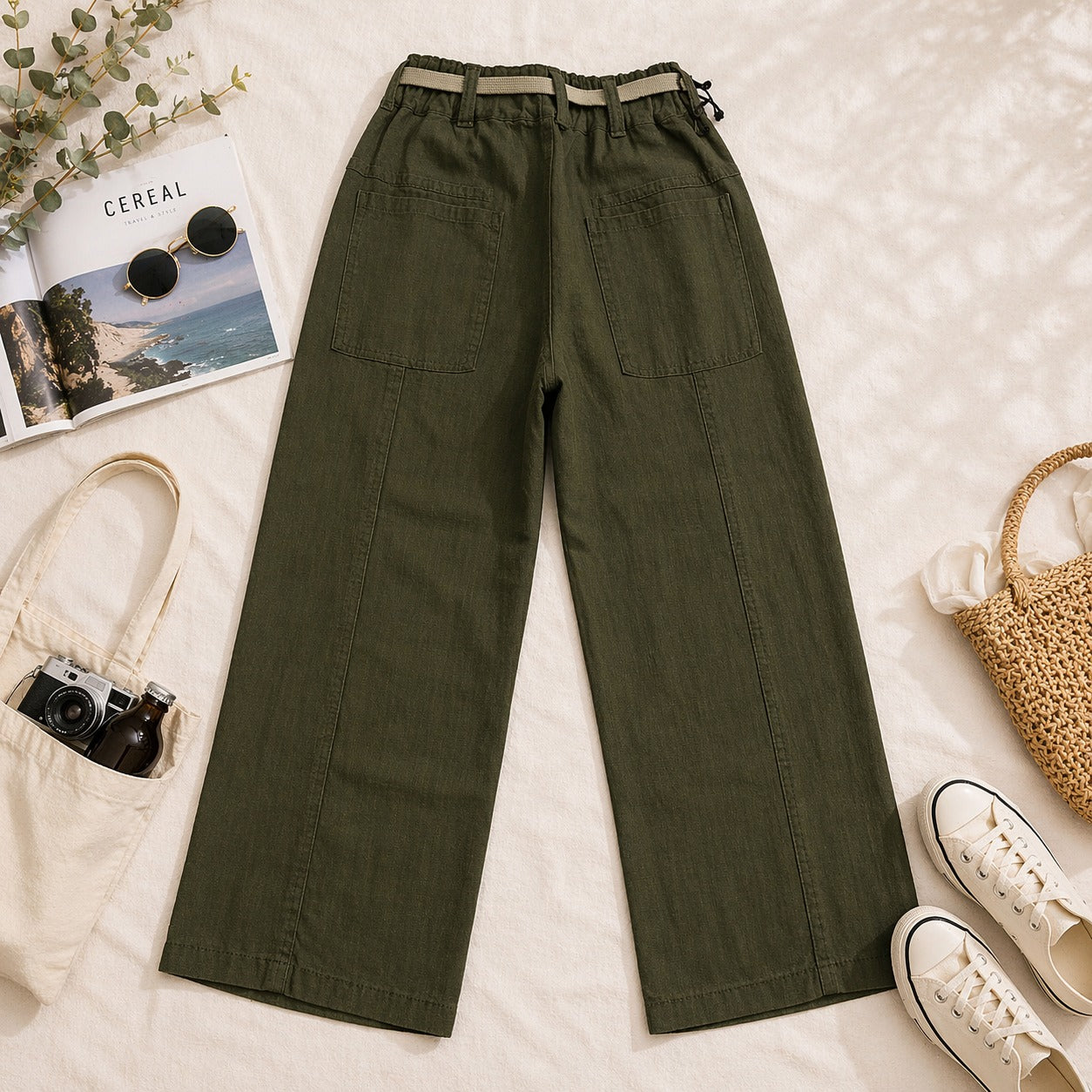 COOLEST Kids Cotton Casual Pants with Belt | Soft & Comfortable Daily Wear | 12M–5Y (Green, Cream, Khakhi, Fawn, Brown)