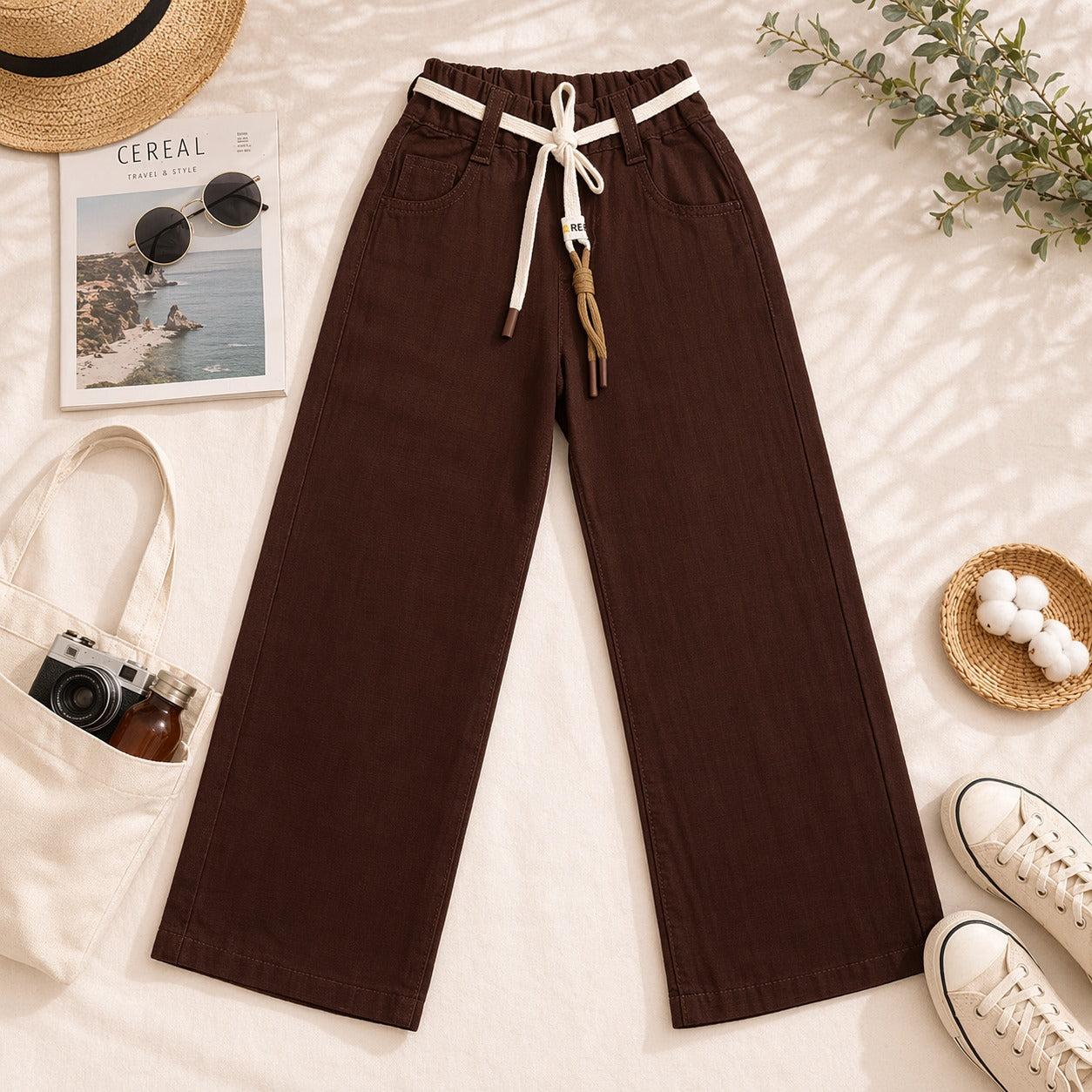 COOLEST Kids Cotton Casual Pants with Belt | Soft & Comfortable Daily Wear | 12M–5Y (Green, Cream, Khakhi, Fawn, Brown)