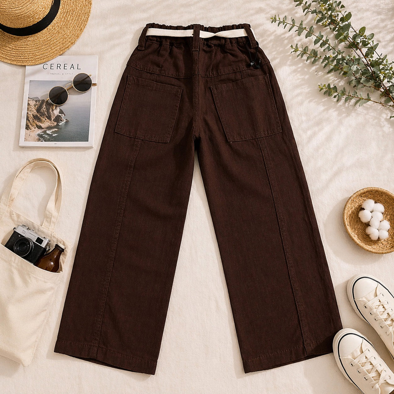 COOLEST Kids Cotton Casual Pants with Belt | Soft & Comfortable Daily Wear | 12M–5Y (Green, Cream, Khakhi, Fawn, Brown)