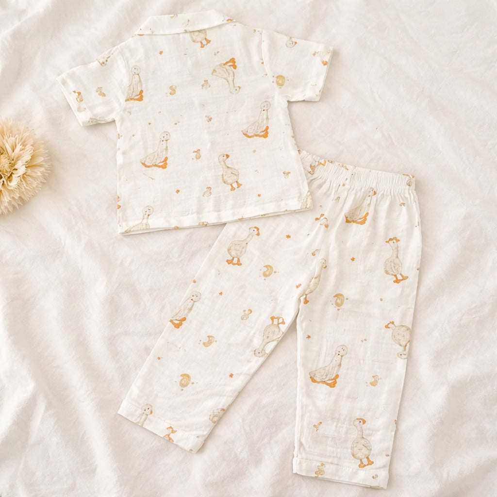 NUM NUM Baby White Cotton Printed BOYS NIGHT WEAR (9M–2Y)