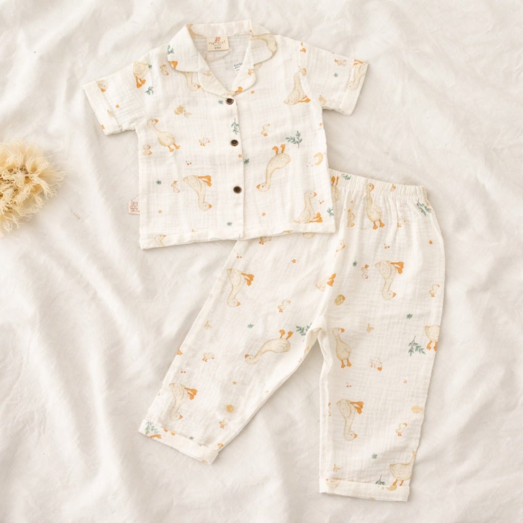 NUM NUM Baby White Cotton Printed BOYS NIGHT WEAR (9M–2Y)