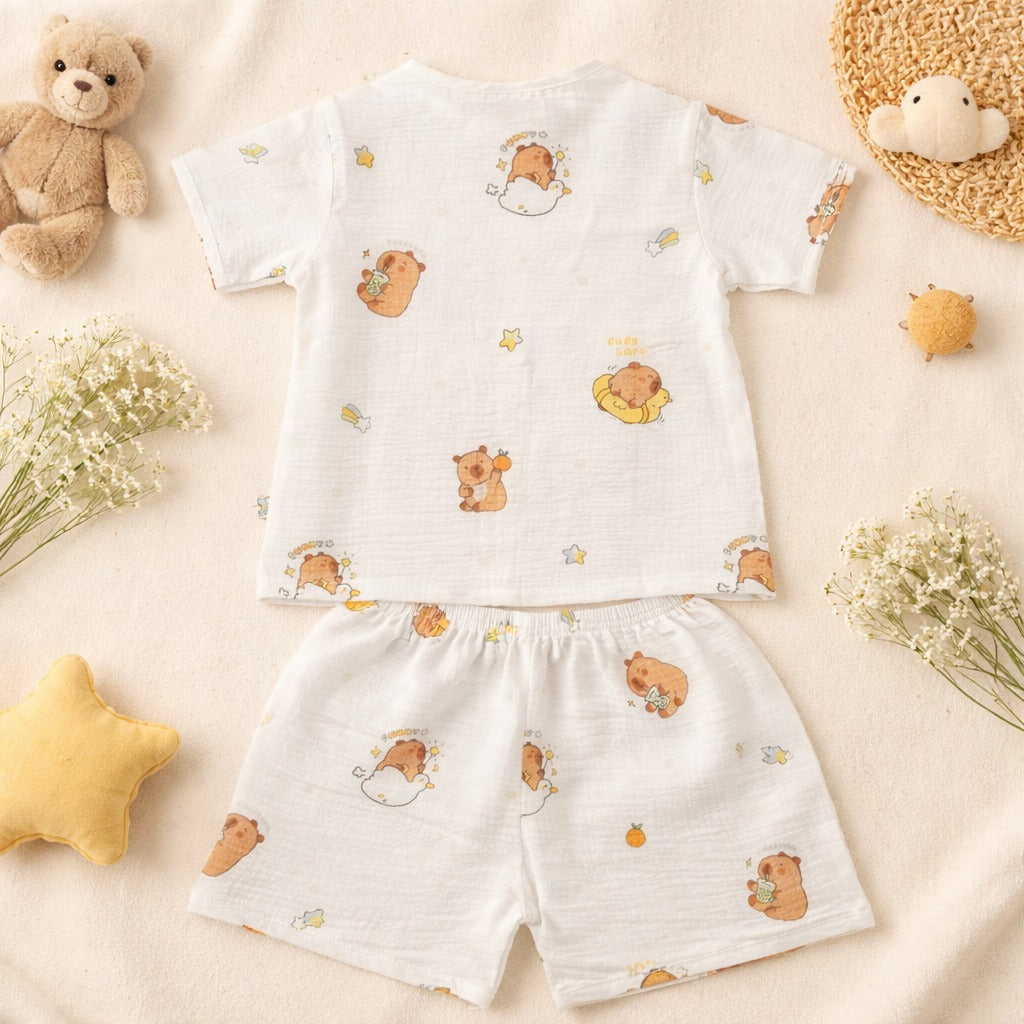 NUM NUM Baby Boys Cotton Co-ord Set | Soft Printed Shirt & Shorts Set (9M–2Y)
