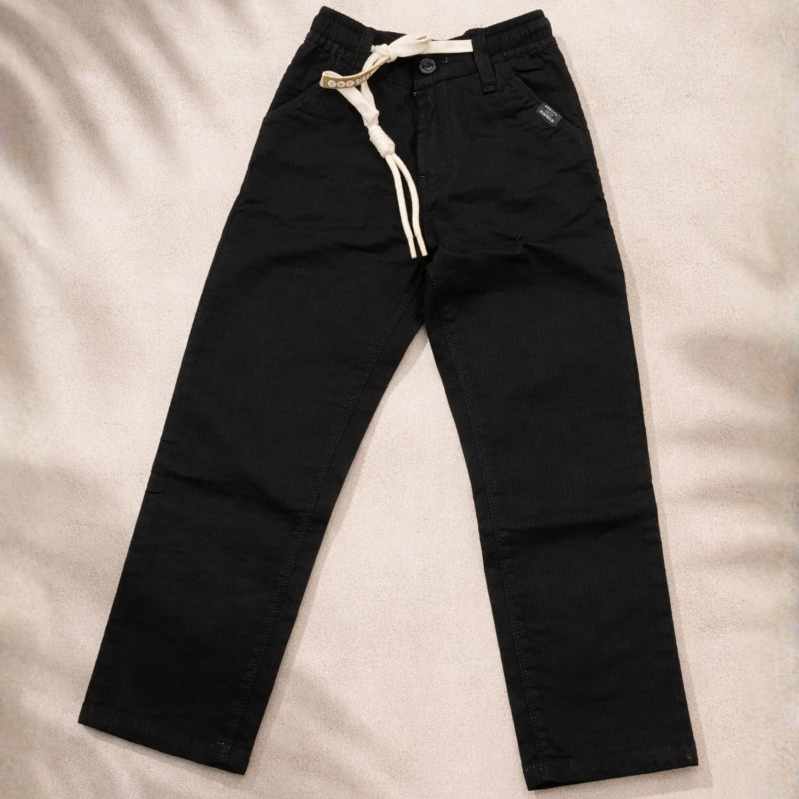 BAD BOYS Boys Black Casual Pants with Drawstring | Stylish & Comfortable | Age 6-14 Years