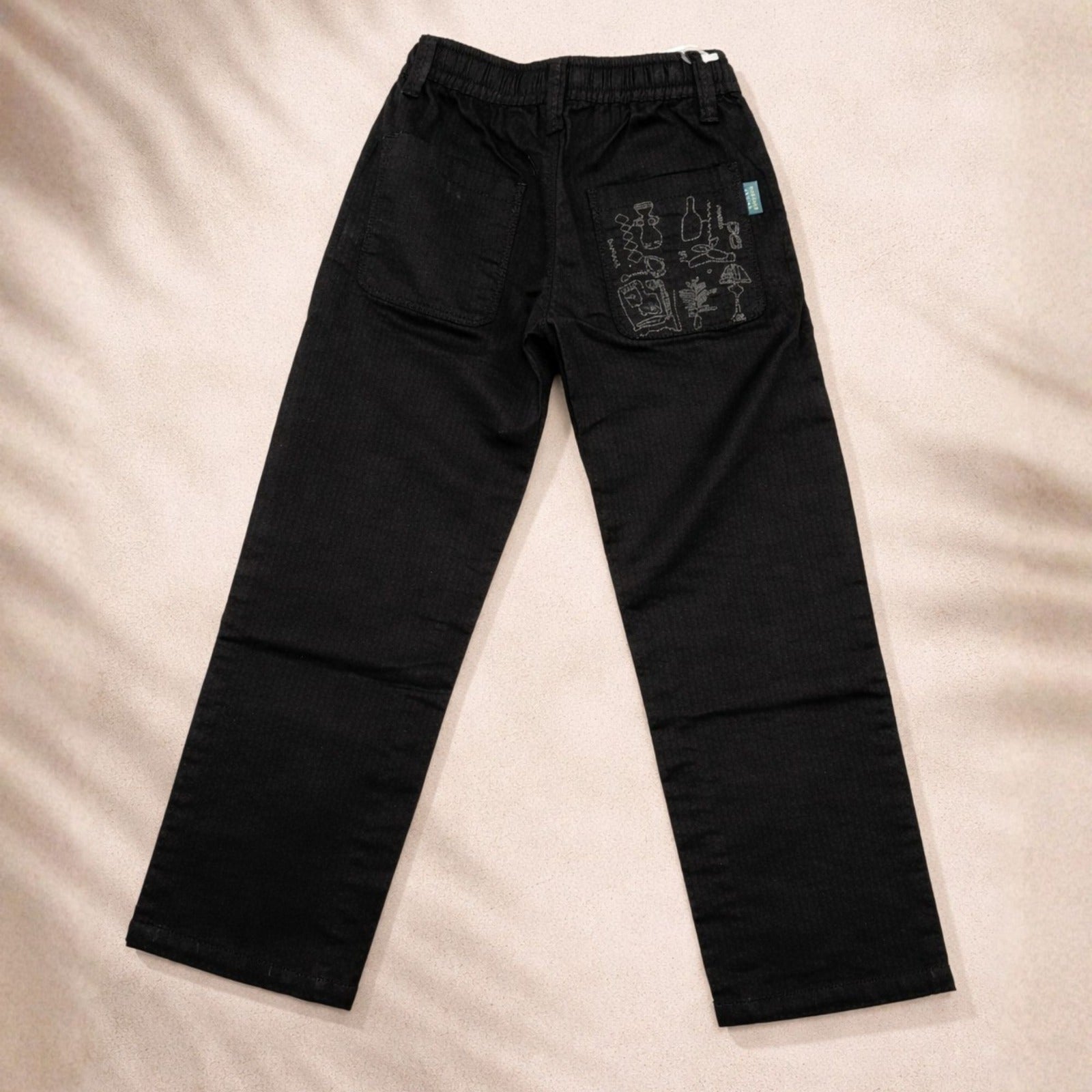 BAD BOYS Boys Black Casual Pants with Drawstring | Stylish & Comfortable | Age 6-14 Years