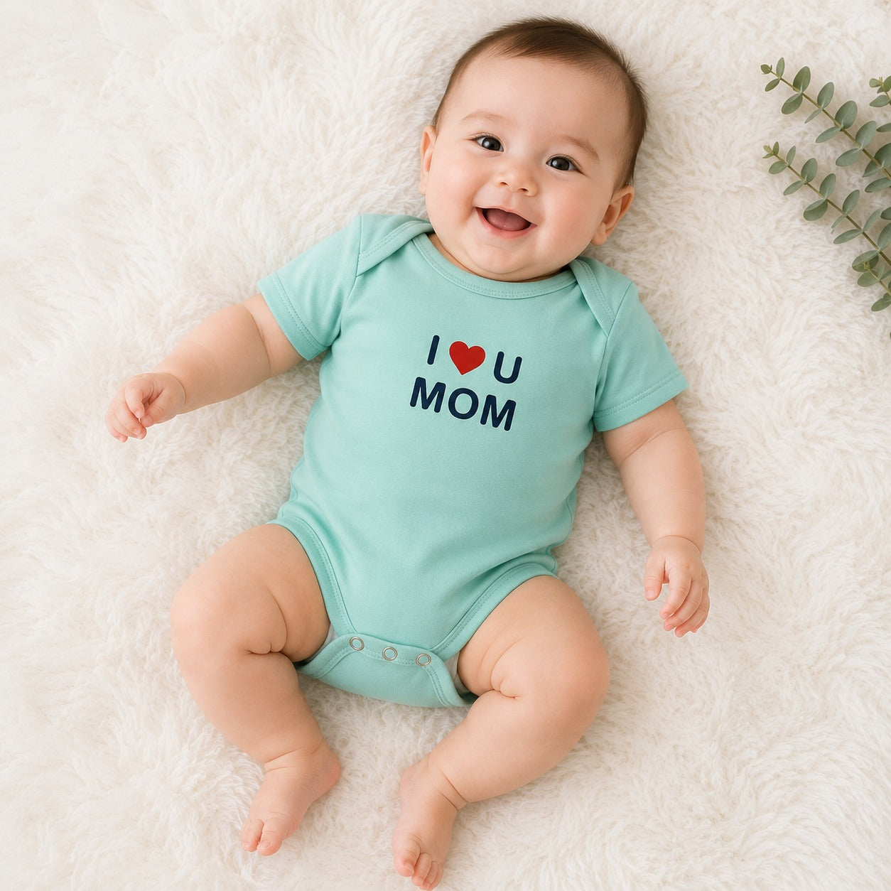 Smile Baby I Love Mom & Dad Baby Bodysuit Set – 2 Piece Mint Green Cotton Onesies for Newborn Boys & Girls