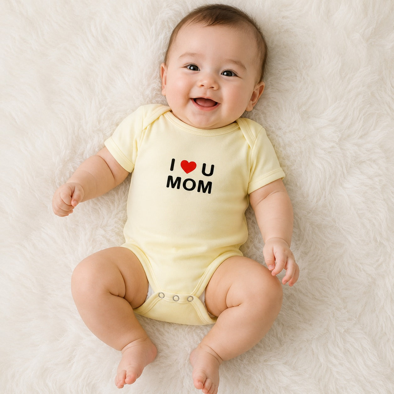 Smile Baby YELLOW I Love Mom & Dad Romper Set | Newborn Cotton Baby Bodysuit Combo Pack | Soft Half Sleeve Onesies for Babies 0-6 Months
