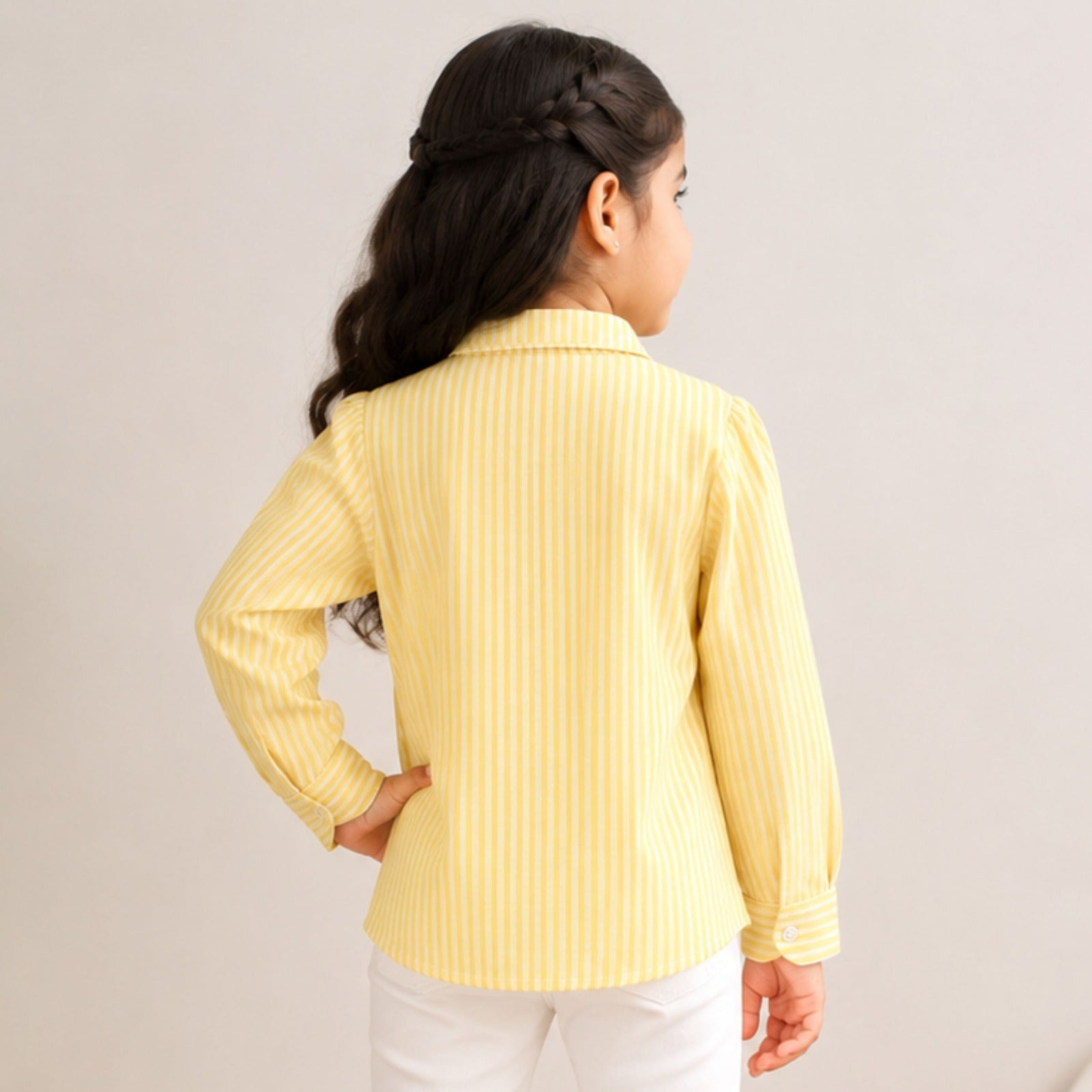 Smile Baby girls lemon striped full sleeve shirt back view