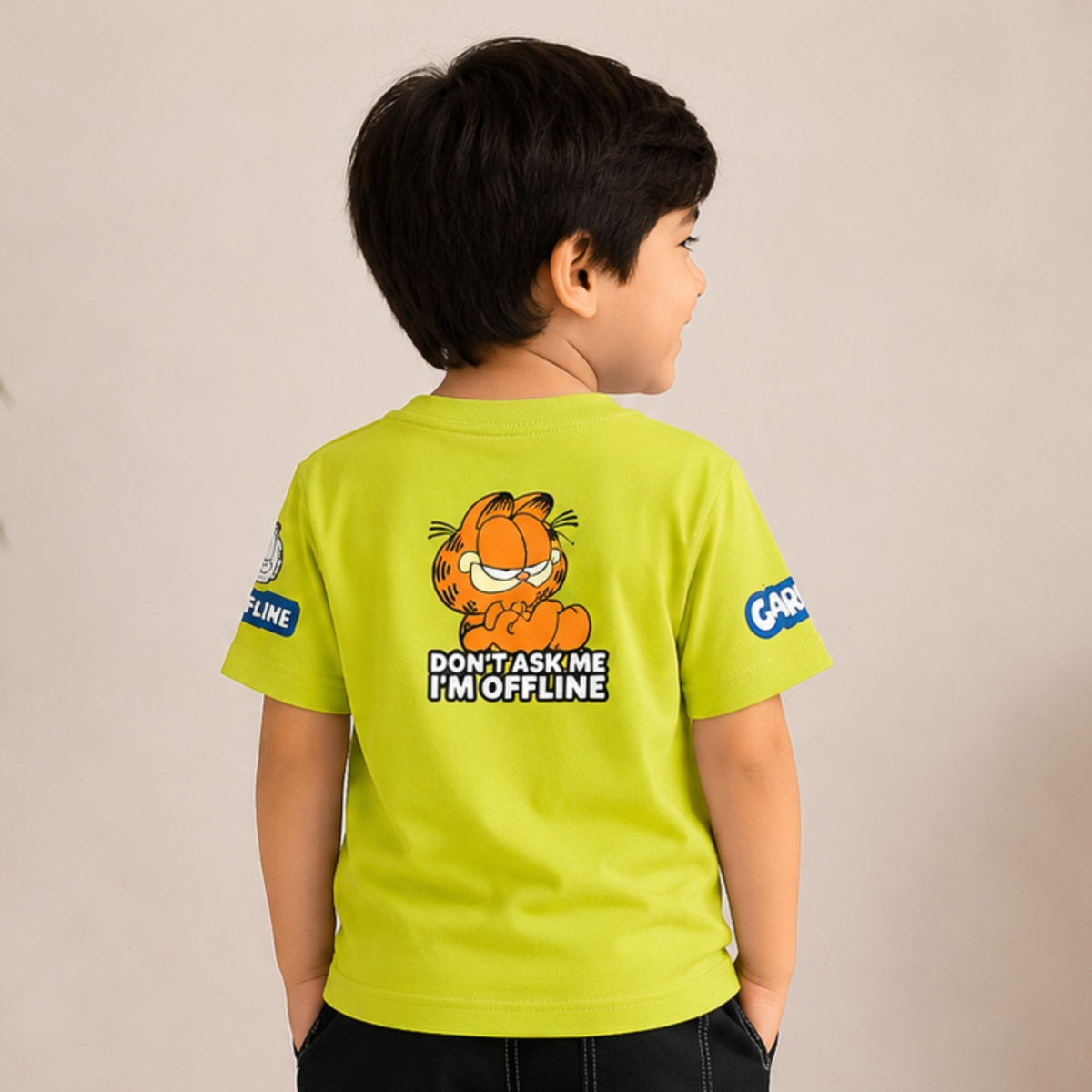 SKETCH Boys Garfield Graphic T-Shirt – Green & White | 18M–12Y 
