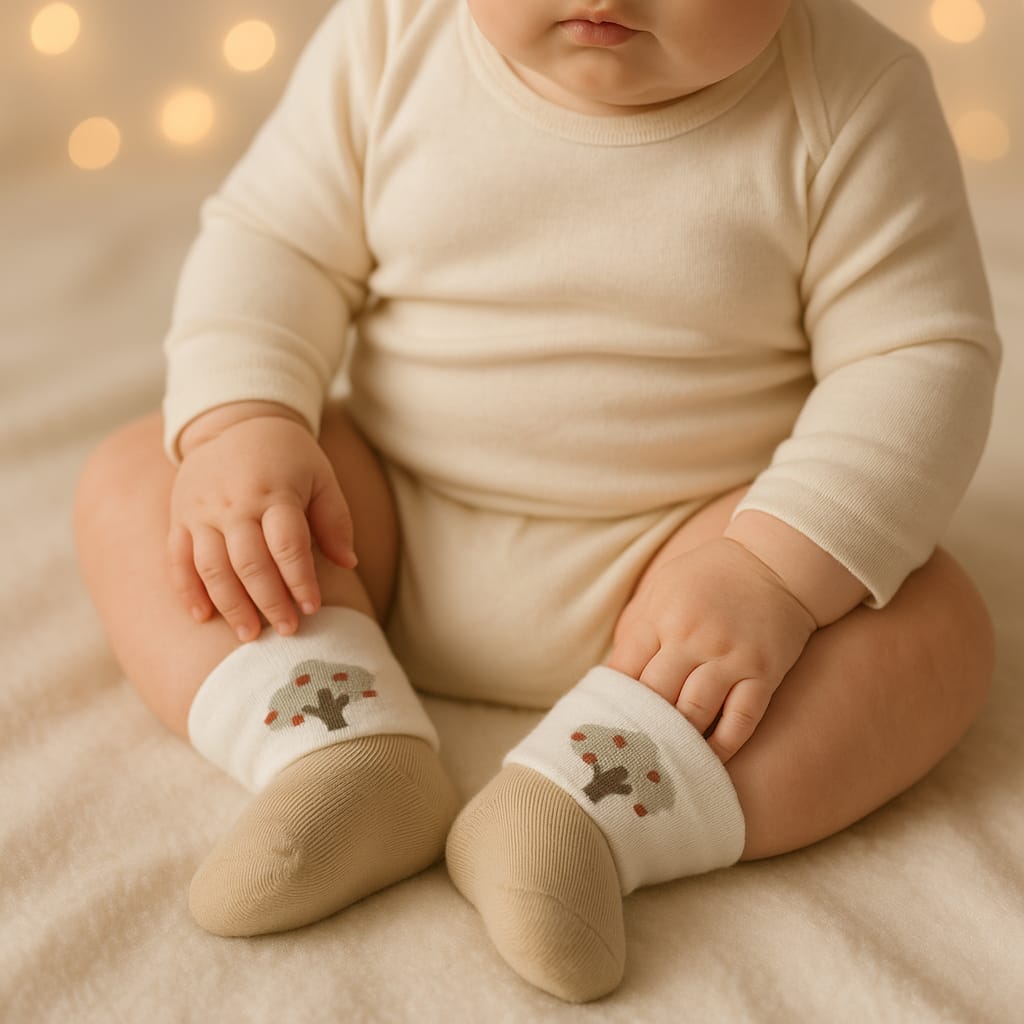 Smile Baby Unisex Cotton Anti-Slip Baby Socks – Soft, Breathable & Stretchable Infant Socks (Pack of 3 – Tree, Lion & Stripe Design) Age 0-12M