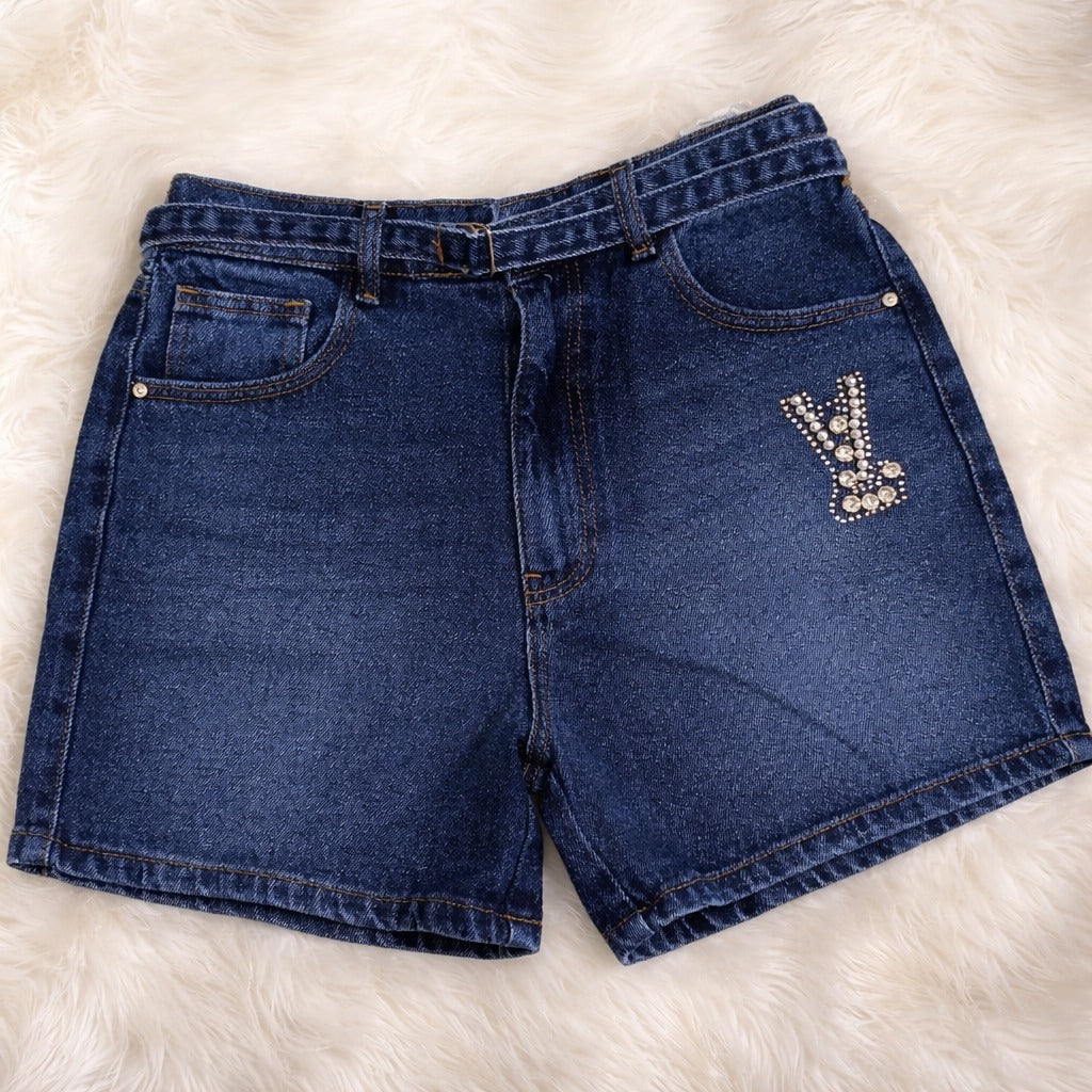LOVEKINS Girls Blue Denim Shorts with Rhinestone Detail (6 Months – 14+ Years)