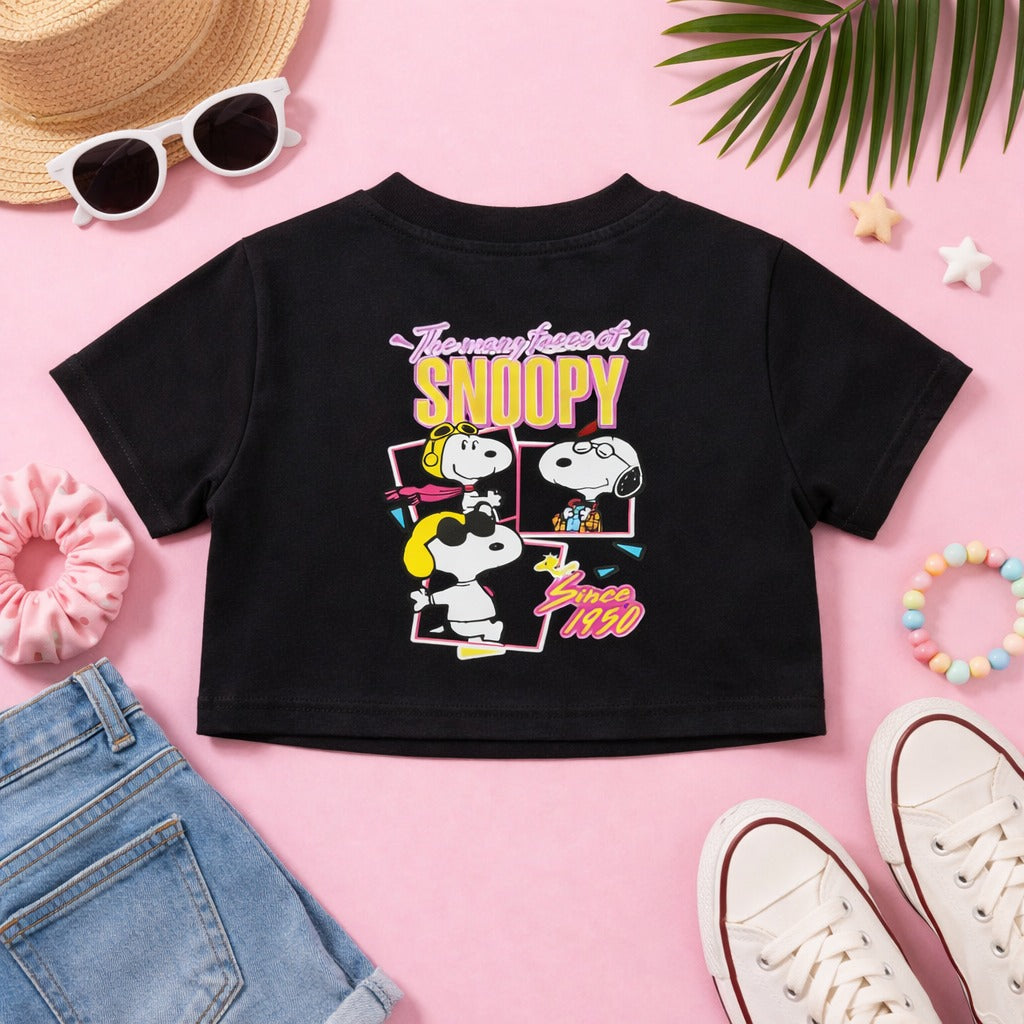 Smile Baby Girls Snoopy Printed Cotton T-Shirt | Cute Cartoon Summer Top (18 Months – 4 Years)