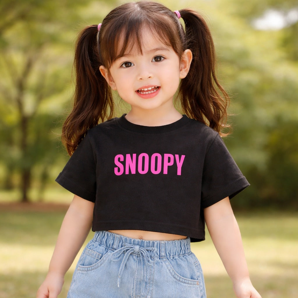 Smile Baby Girls Snoopy Printed Cotton T-Shirt | Cute Cartoon Summer Top (18 Months – 4 Years)