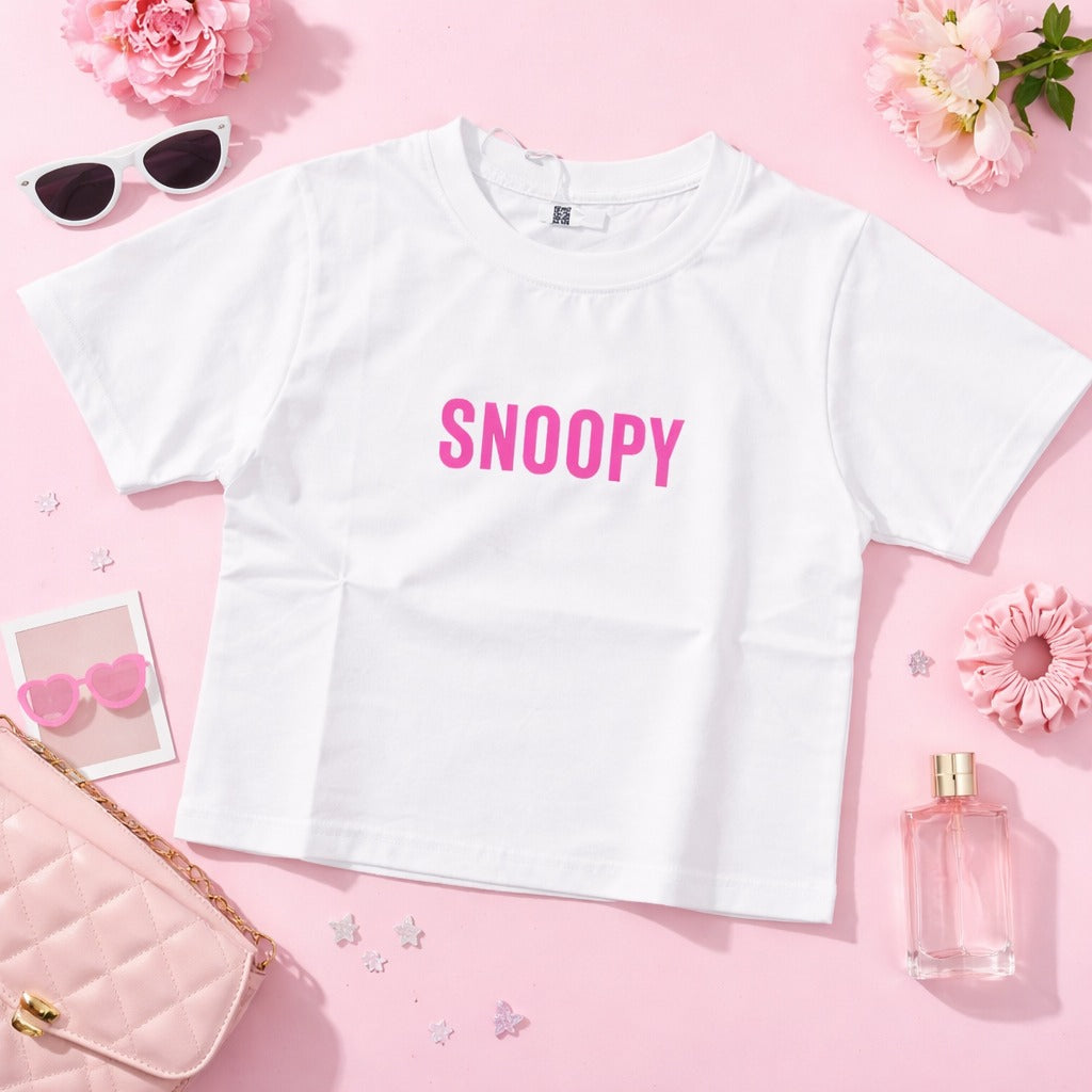 Smile Baby Girls Snoopy Printed Cotton T-Shirt | Cute Cartoon Summer Top (18 Months – 4 Years)