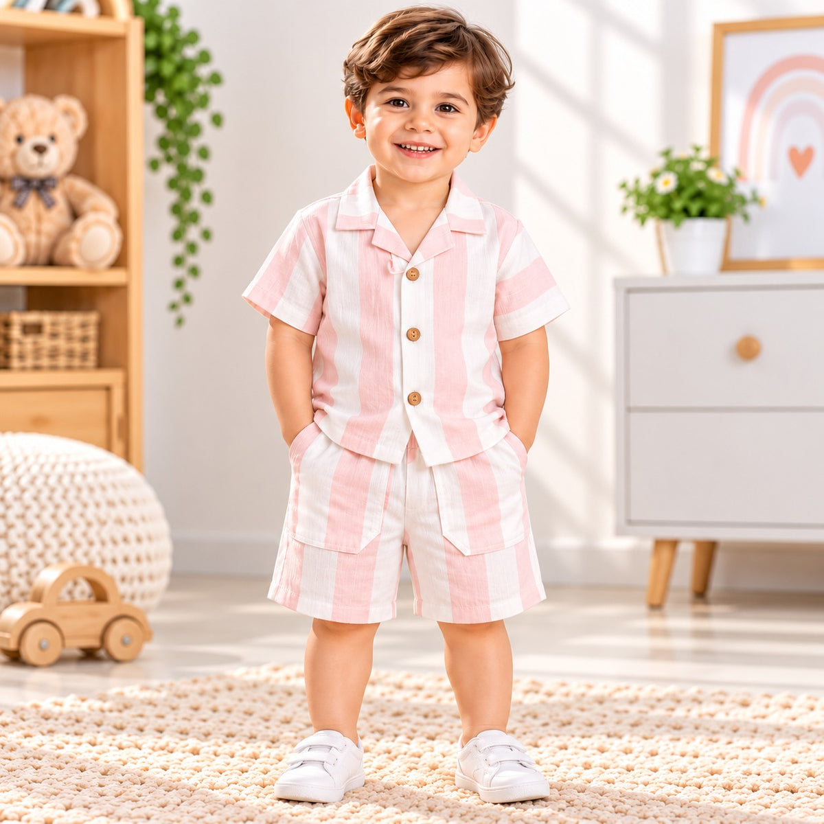 Baby Boys Striped Summer Shirt & Shorts Set 