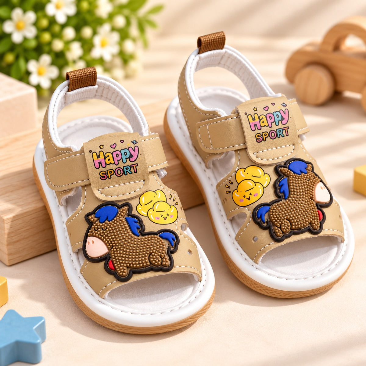 Smile Baby baby sandals brown front product view