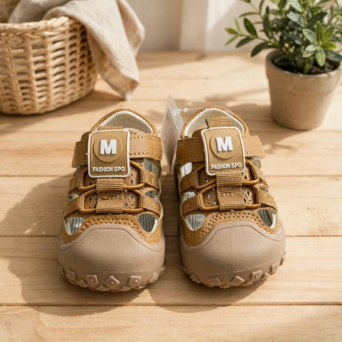 Smile Baby boys brown sport sandals front view