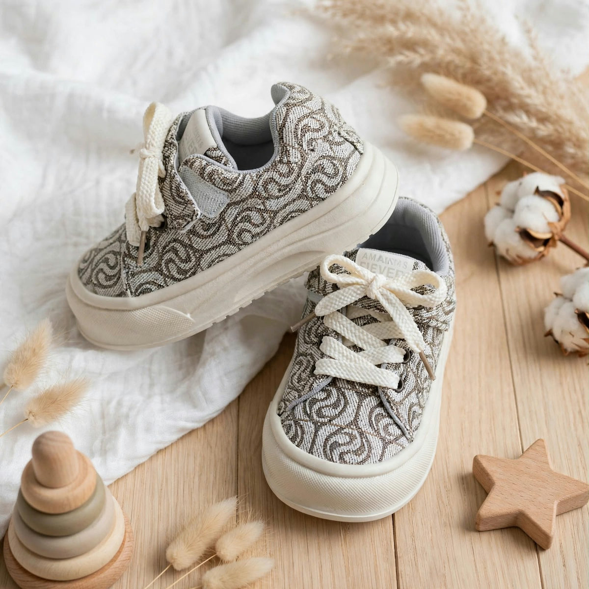 SMILE BABY cream paisley sneakers for kids - product view