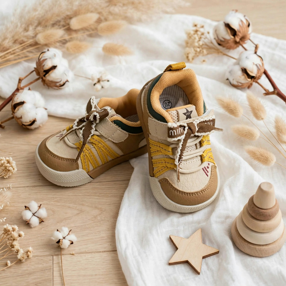 SMILE BABY yellow baby sneakers product view
