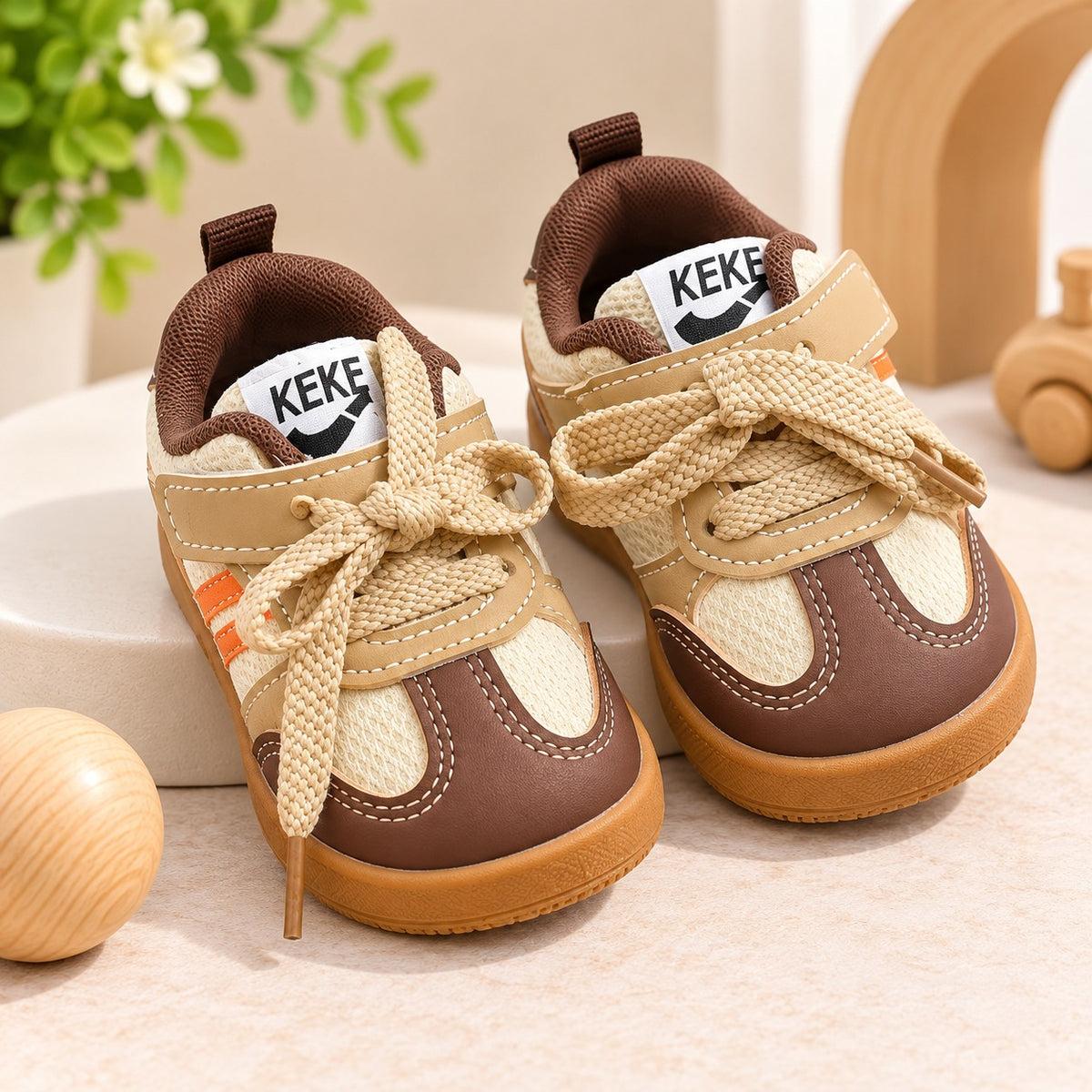 Smile Baby boys black sneakers with Velcro strap and lace detail