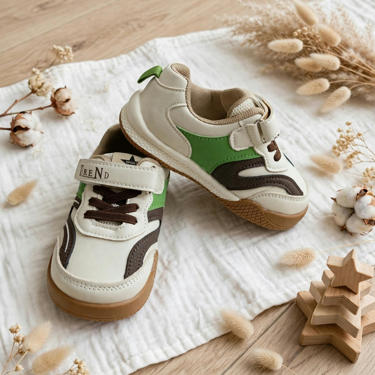 Smile Baby boys khakhi sneakers stacked product view