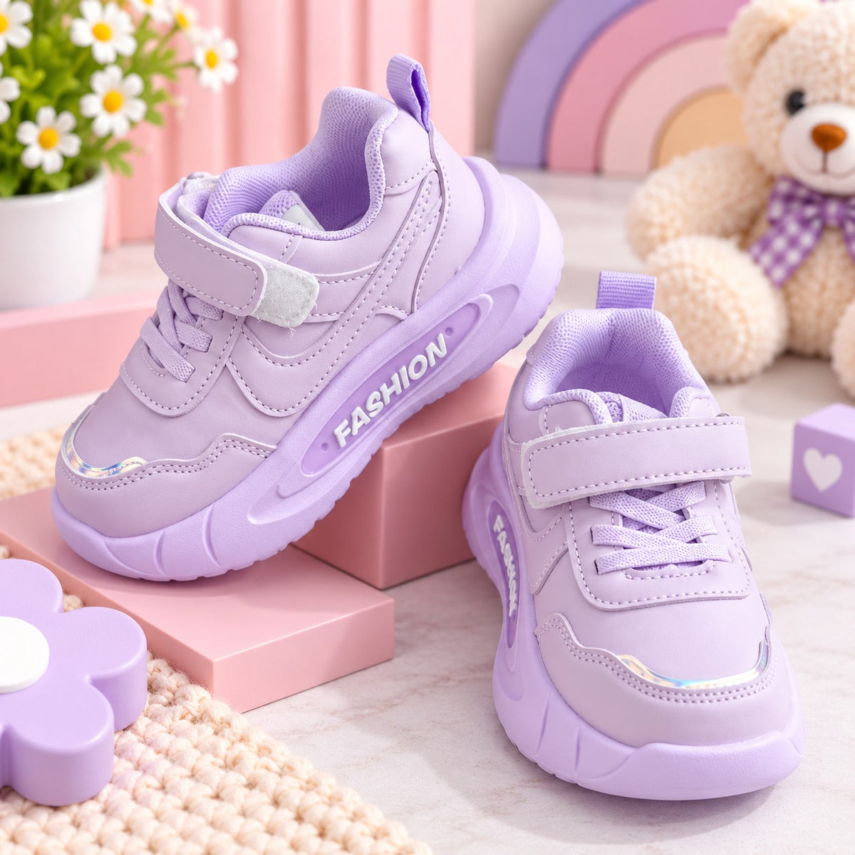 Smile Baby girls purple LED light up sneakers with Velcro strap