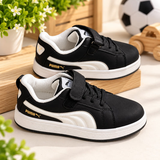 Smile Baby boys black and white sneakers with Velcro strap premium footwear