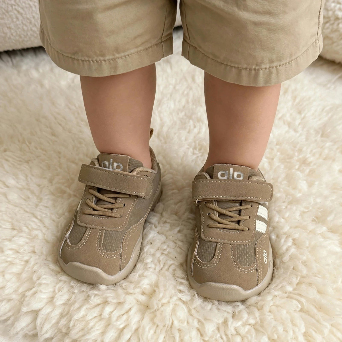 SMILE BABY boys brown sneakers worn on child