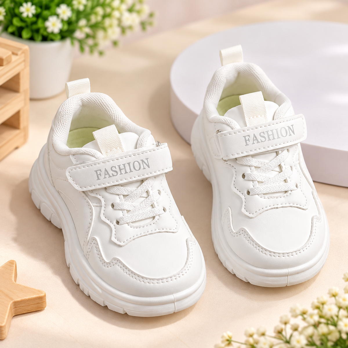 SMILE BABY boys white fashion sneakers product view