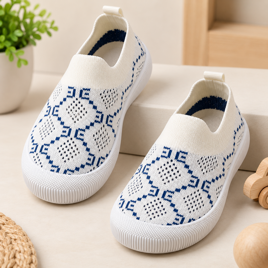 SMILE BABY kids beige knit sneakers product view