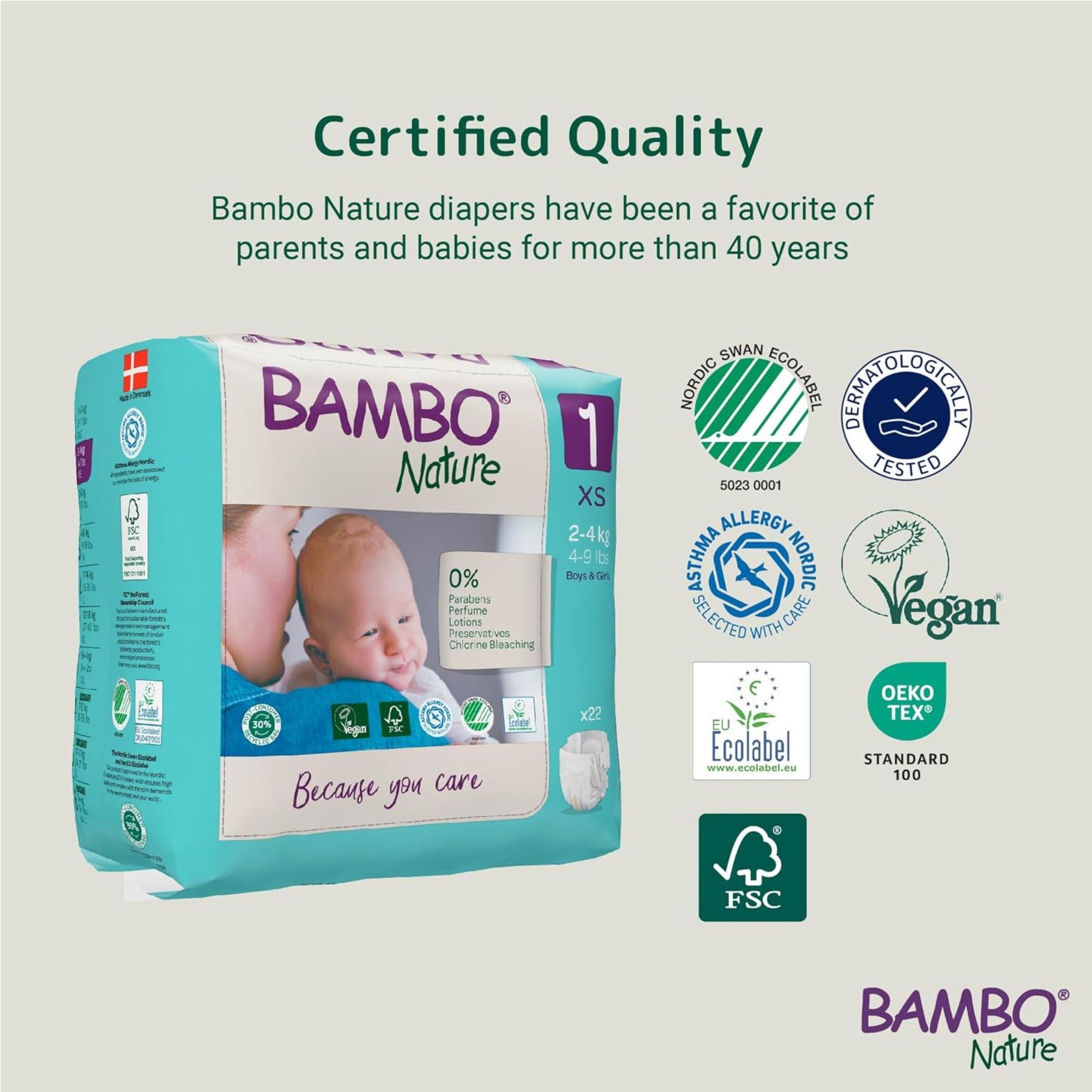 Bambo Nature Baby Diapers Size 1 (XS) | 2–4 kg | Ultra-Soft, Eco-Friendly & Rash-Free Care