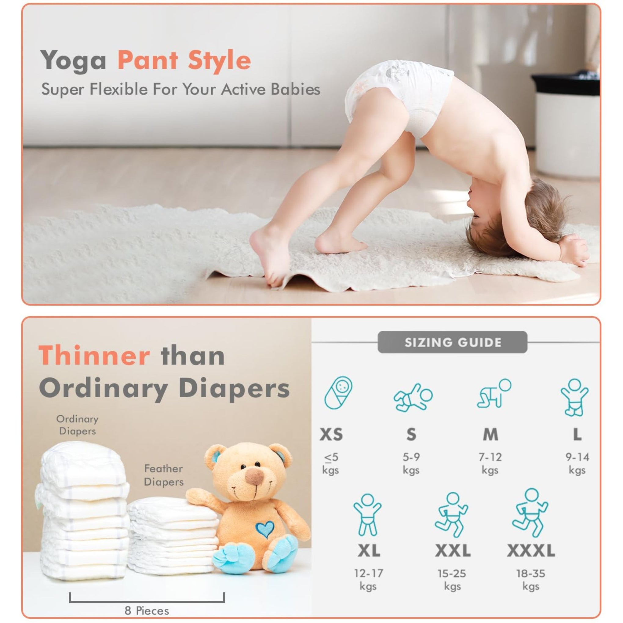 R for Rabbit Feather Diapers XXXL 24PEC (18–35 kg) | Pant Style Baby Diapers | Up to 12 Hours High Absorption | Ultra-Thin, Breathable & Rash-Free | Clinically Tested