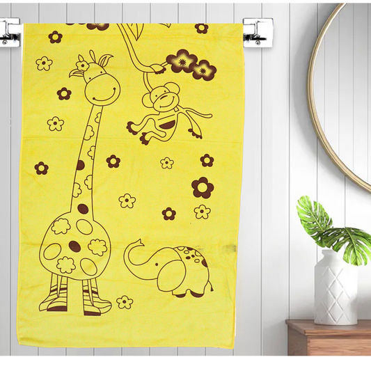 Smile Baby Kids Bath Towel For Girls Boys | Soft Premium Microfiber Quick Drying Towels for Unisex Kids | Cartoon Print Wash Dry Cloth Towel For Babies Toddlers, Pack Of 1, 70 x 140 CM, Animal Prints