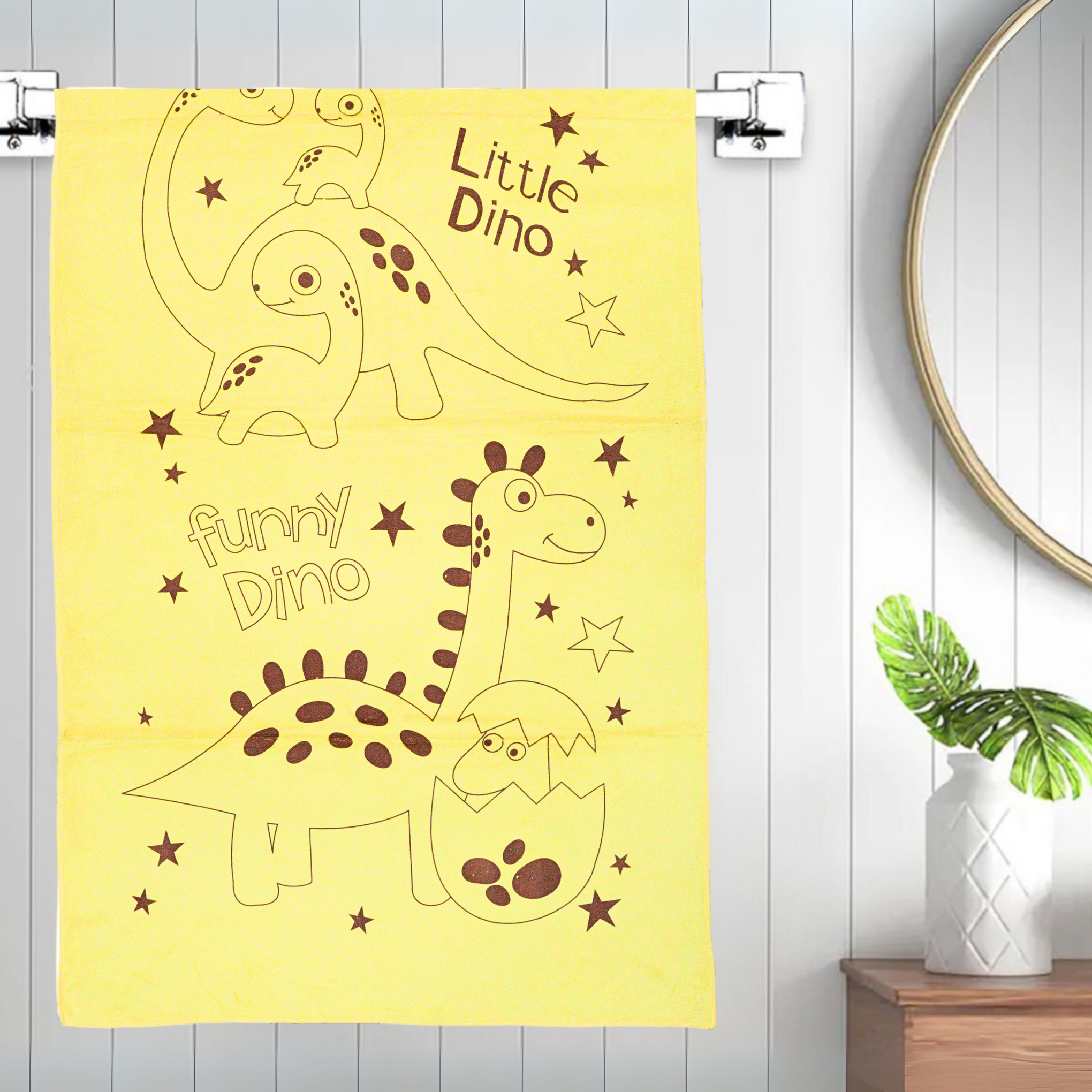 Smile Baby Kids Bath Towel For Girls Boys | Soft Premium Microfiber Quick Drying Towels for Unisex Kids | Cartoon Print Wash Dry Cloth Towel For Babies Toddlers, Pack Of 1, 70 x 140 CM, Little Dino Prints