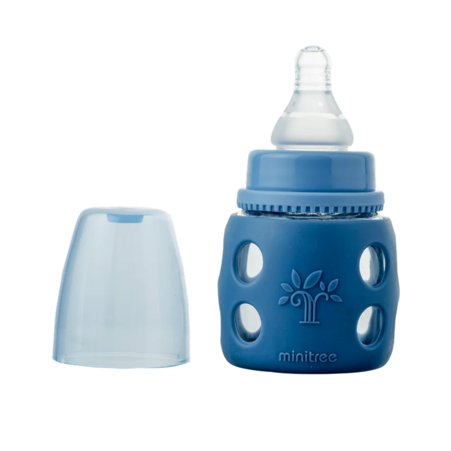 MINITREE Baby Glass Feeding Bottle – 60ml / 2oz | Regular Neck | BPA Free | 0M+ Shock-Proof Design