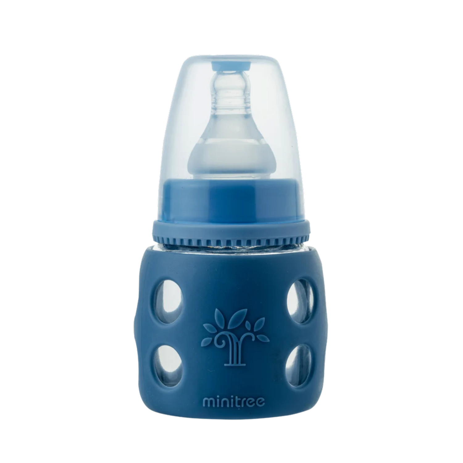 MINITREE Baby Glass Feeding Bottle – 60ml / 2oz | Regular Neck | BPA Free | 0M+ Shock-Proof Design