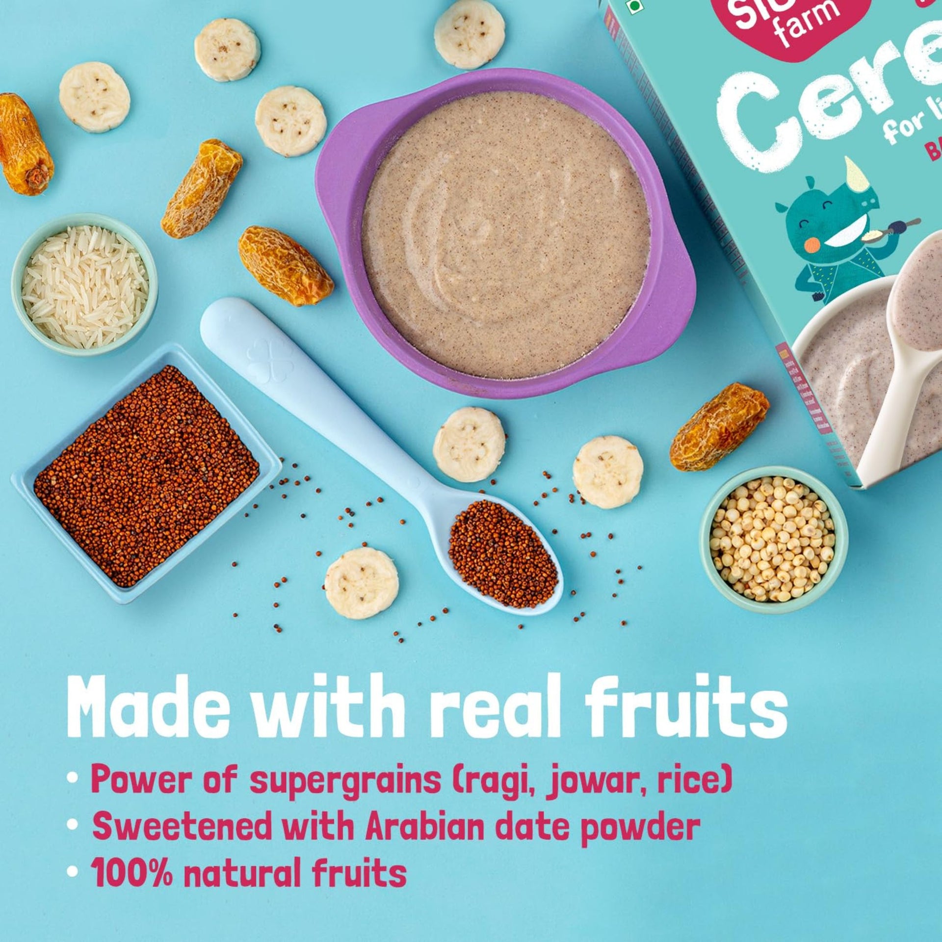 SLURRP FARM CEREAL FOR LITTLE ONES | READY TO EAT FOOD FOR BABY | NO PRESERVATIVES , NO ARTIFICIAL COLOURS , NO ADDED SUGAR | AVAILABLE IN DEFFRENT FLAVOURS | 200GM