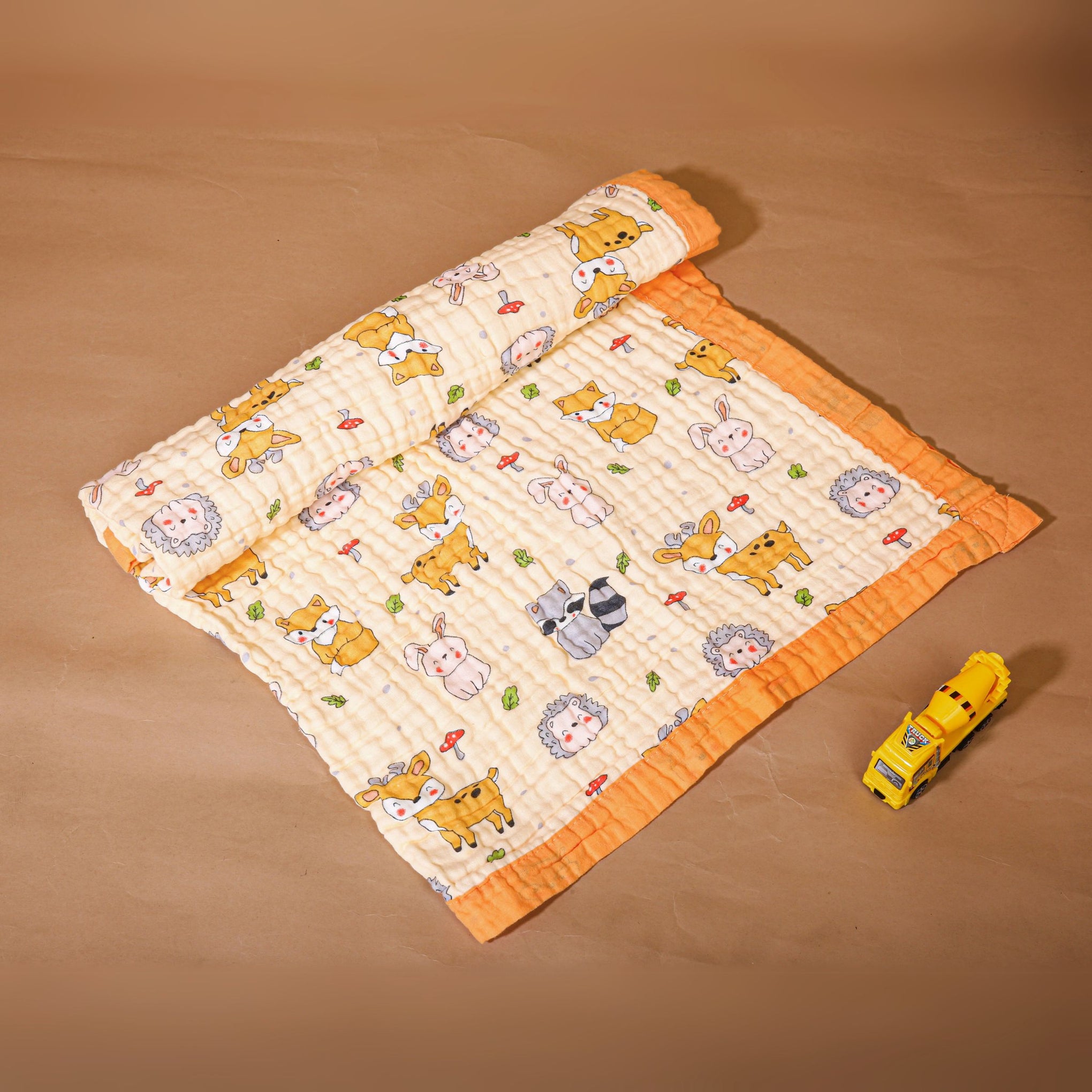 Smile Baby Soft Colorful Mushroom / Animal Print Muslin 6 Layer Blanket for Baby | 100% Muslin Cotton | Size 100x100cms