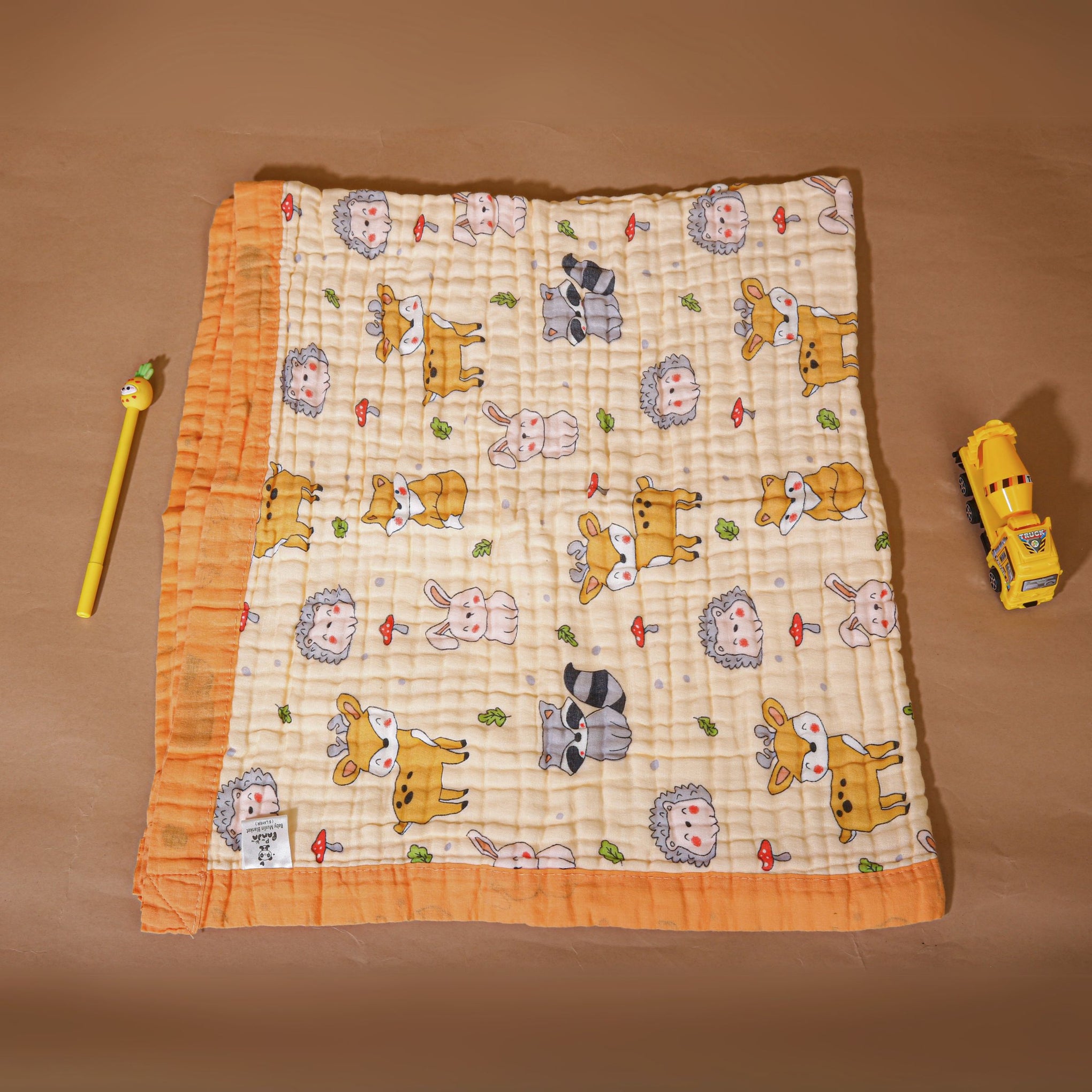 Smile Baby Soft Colorful Mushroom / Animal Print Muslin 6 Layer Blanket for Baby | 100% Muslin Cotton | Size 100x100cms