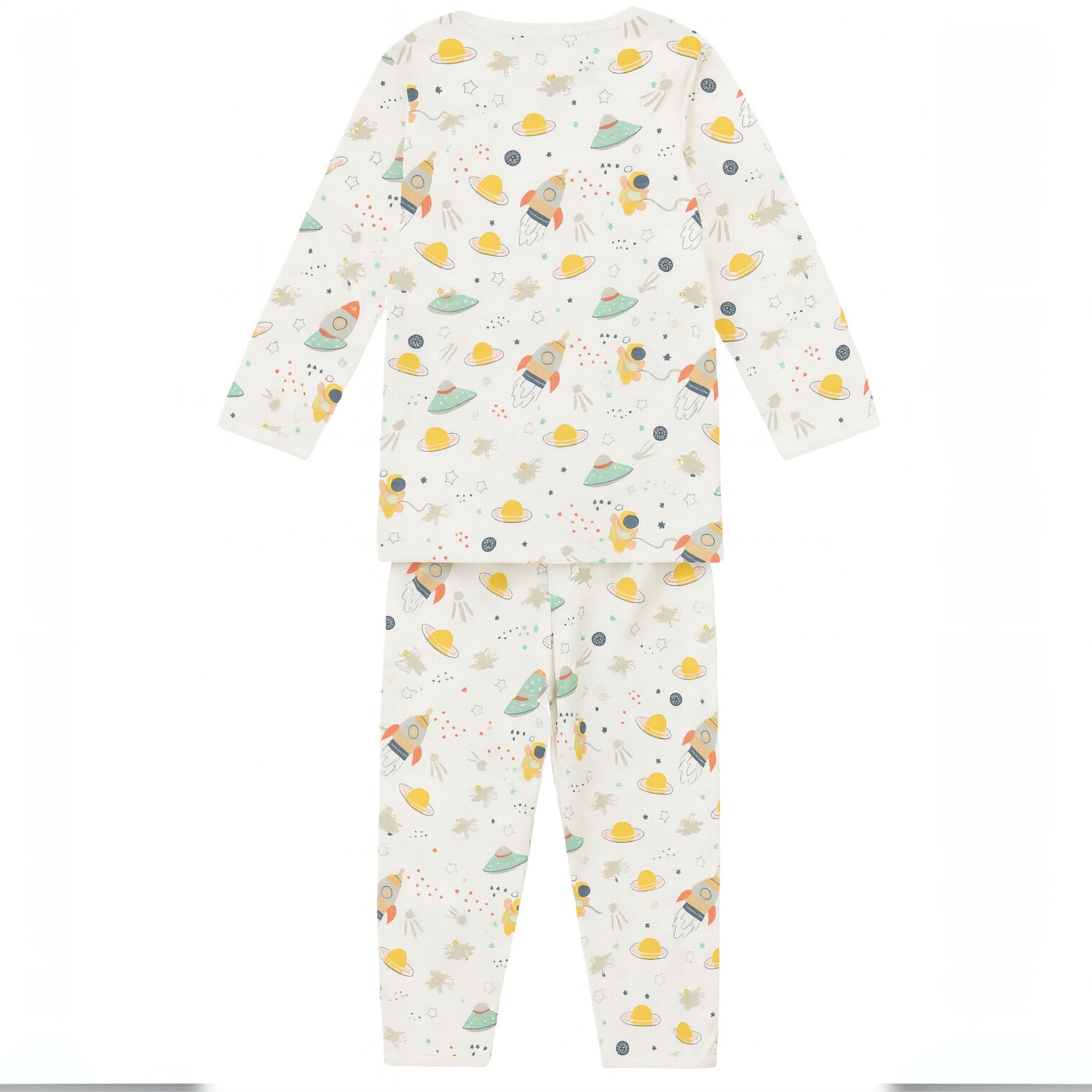 TOFFY HOUSE Kids’ Space Print Cotton Night Suit – Full Sleeve | Unisex | 9 Months –3 Years