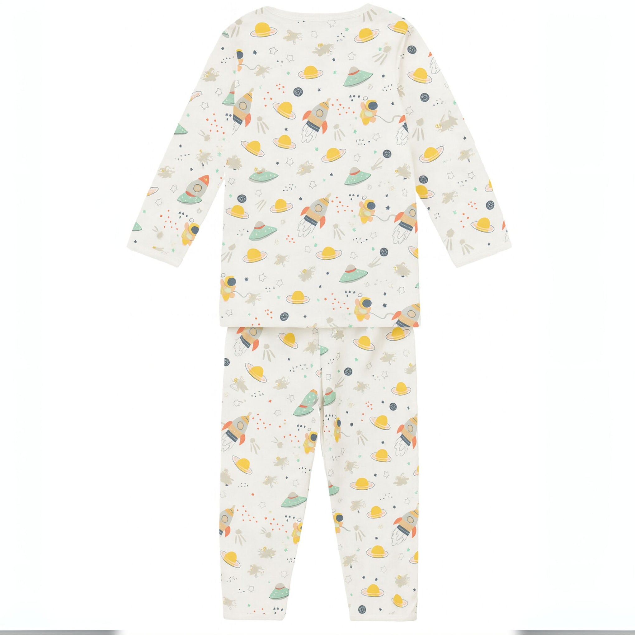 TOFFY HOUSE Kids’ Space Print Cotton Night Suit – Full Sleeve | Unisex | 9 Months –3 Years