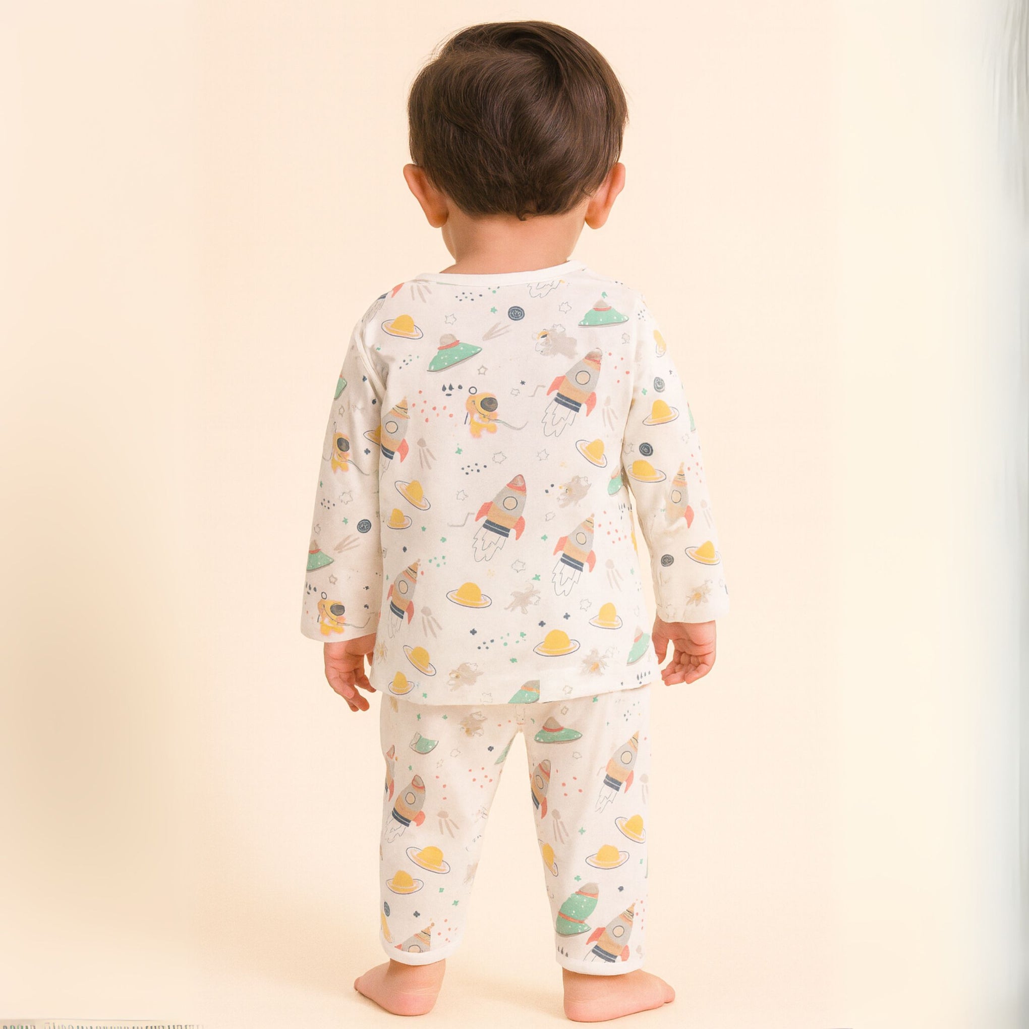 TOFFY HOUSE Kids’ Space Print Cotton Night Suit – Full Sleeve | Unisex | 9 Months –3 Years