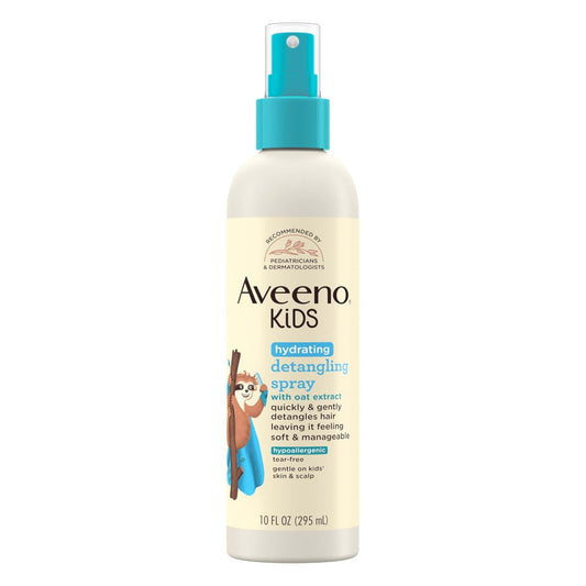 Aveeno Kids detangling spray helps hair feel soft and manageable